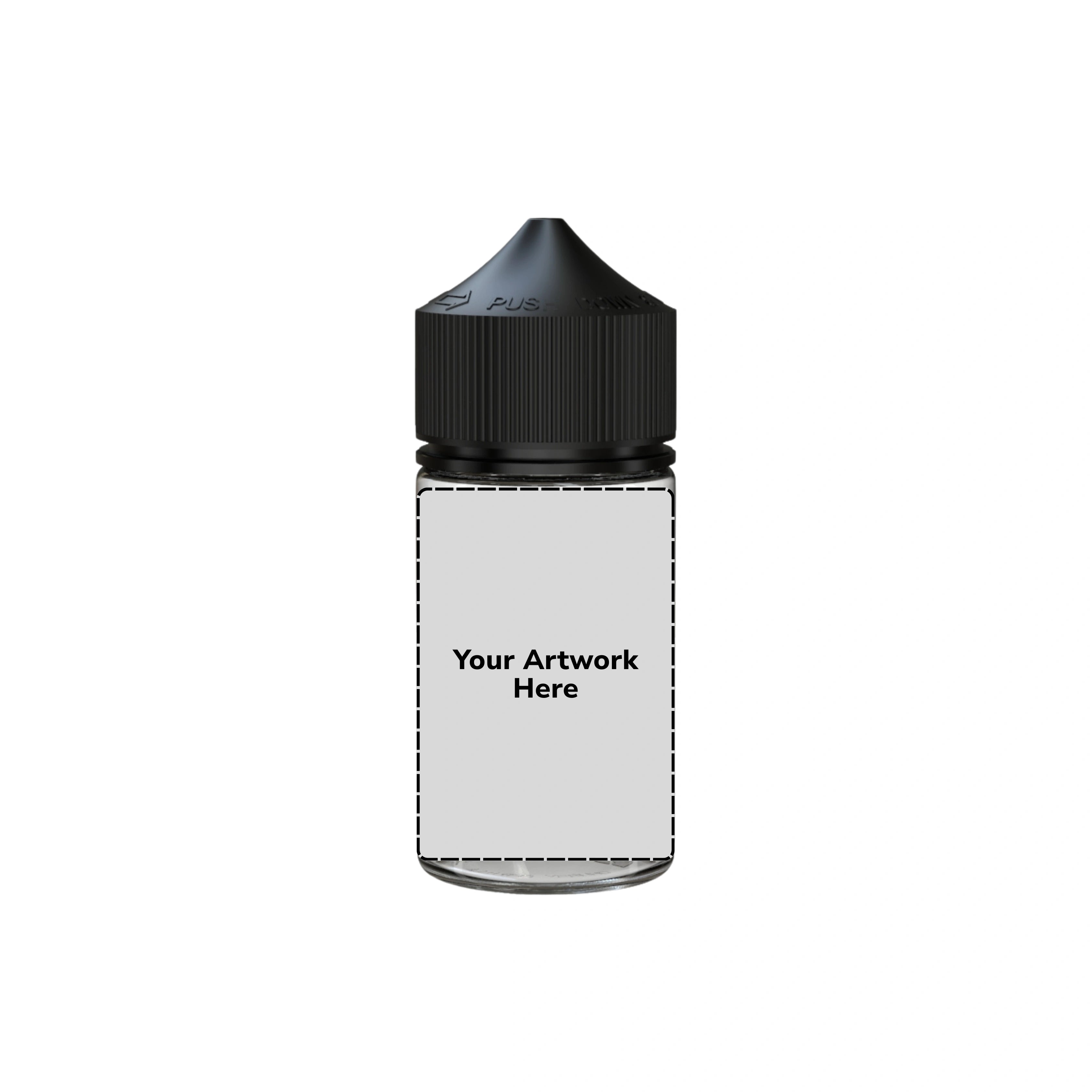 60ml mini unicorn bottle clear black cap
