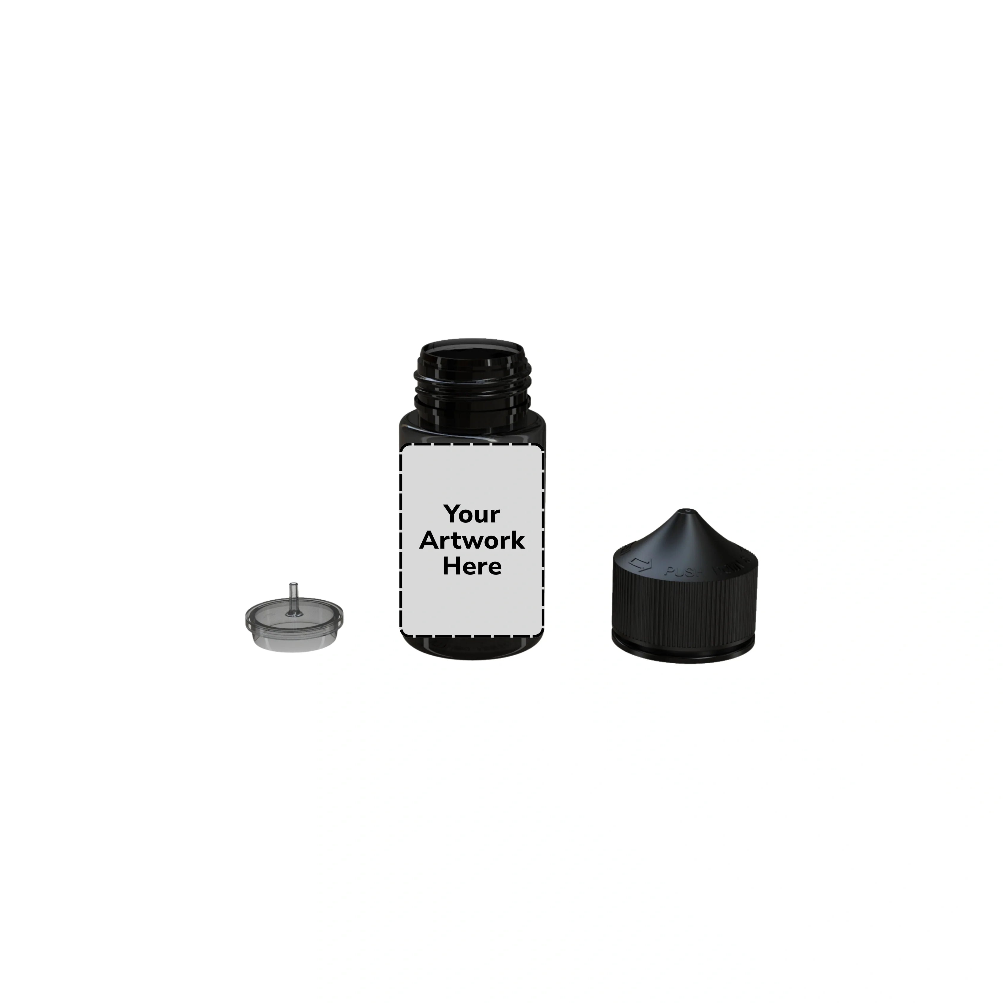 60ml mini unicorn bottle translucent black