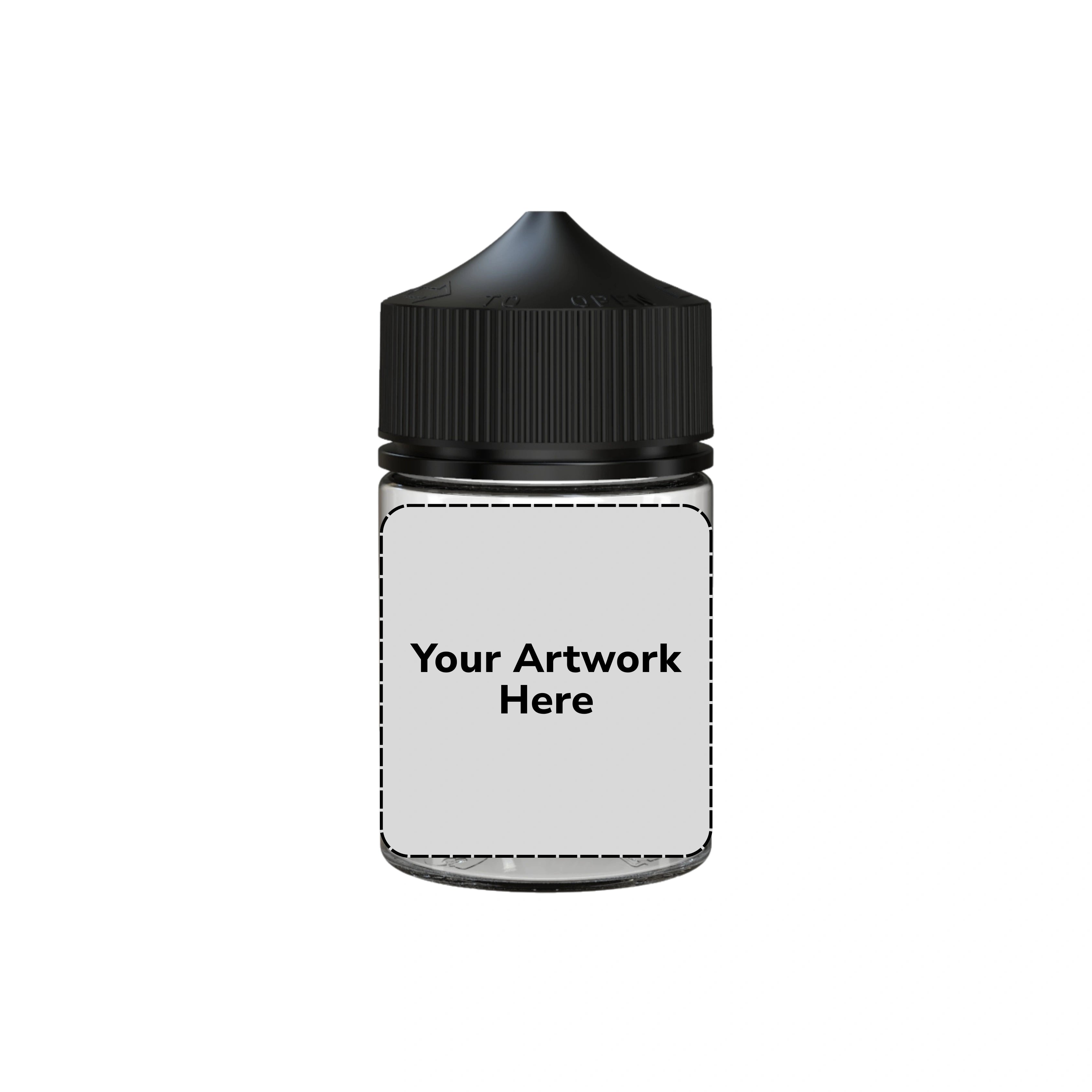 60ml stubby unicorn bottle clear black cap