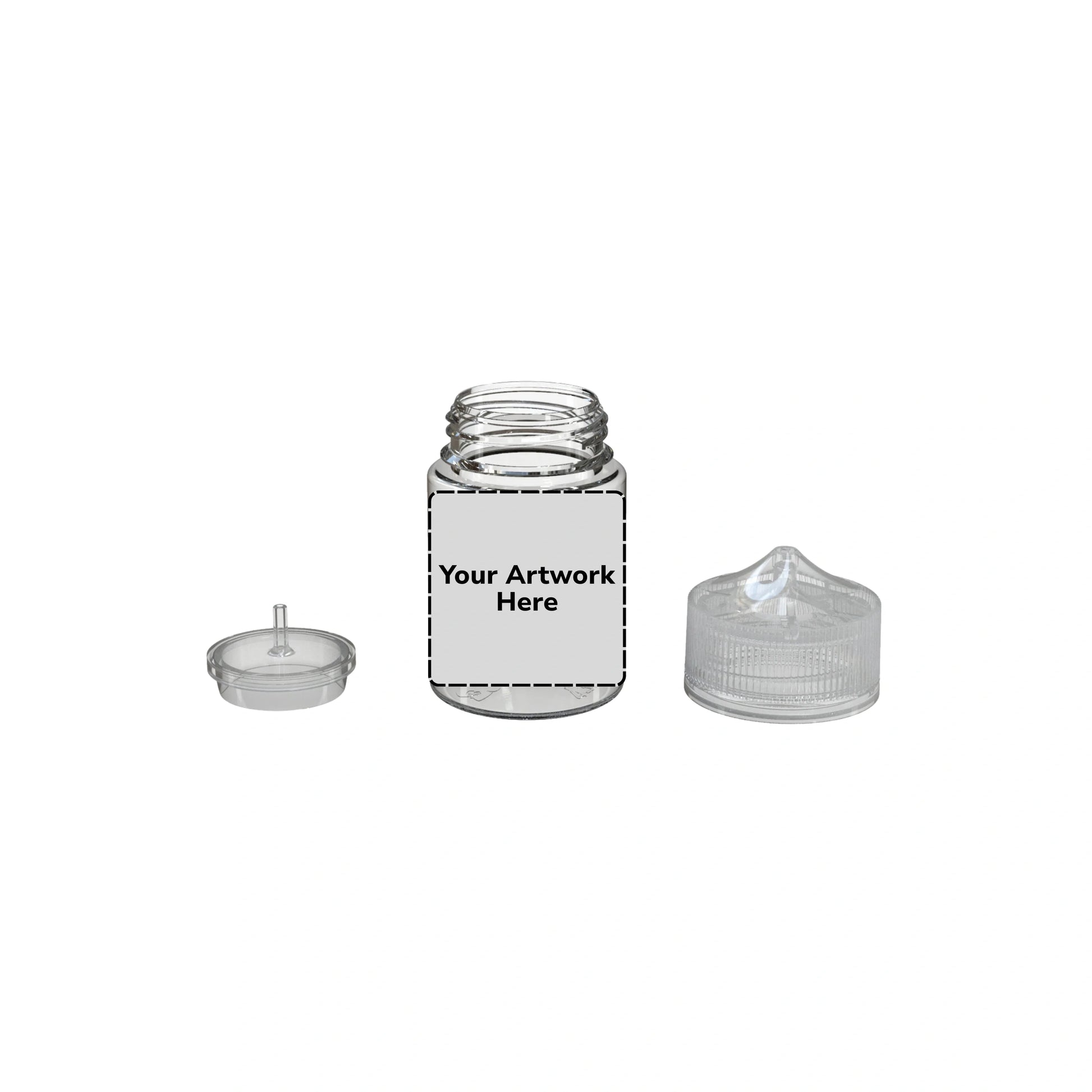 60ml stubby unicorn bottle clear clear cap