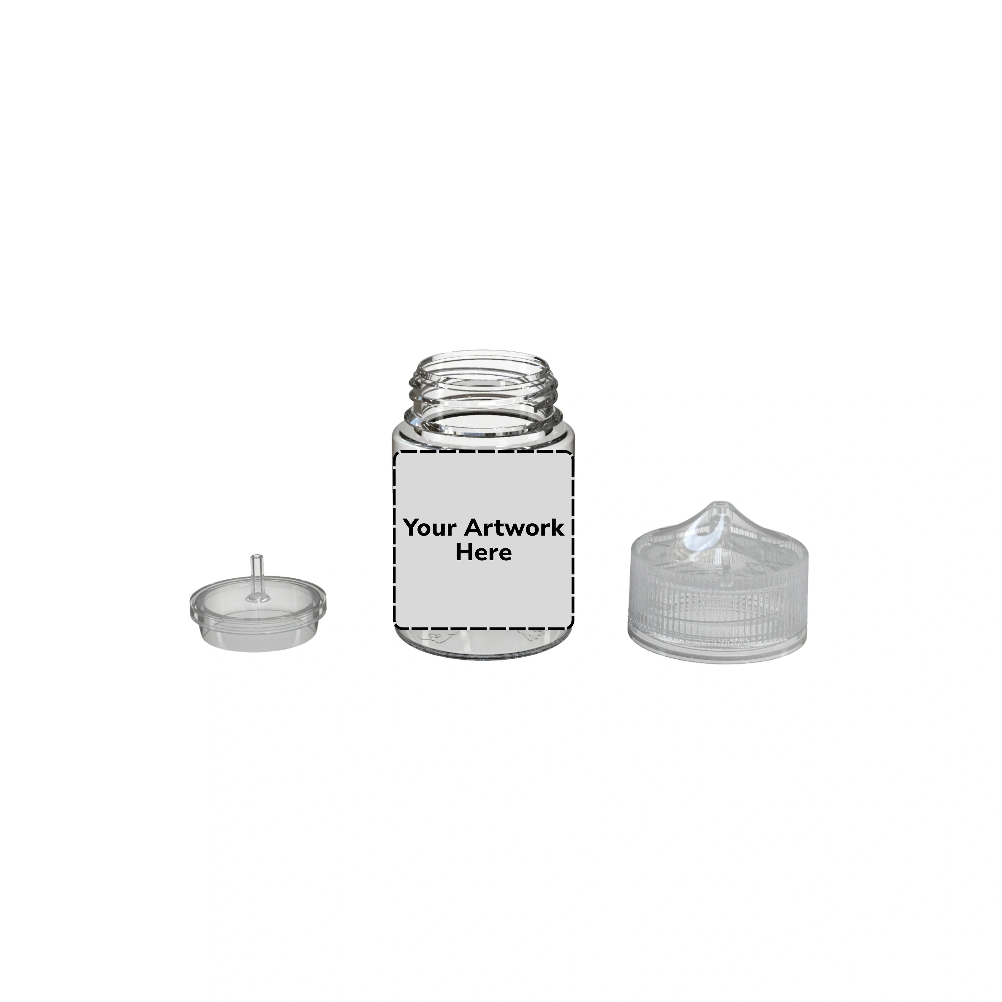 60ml stubby unicorn bottle clear clear cap