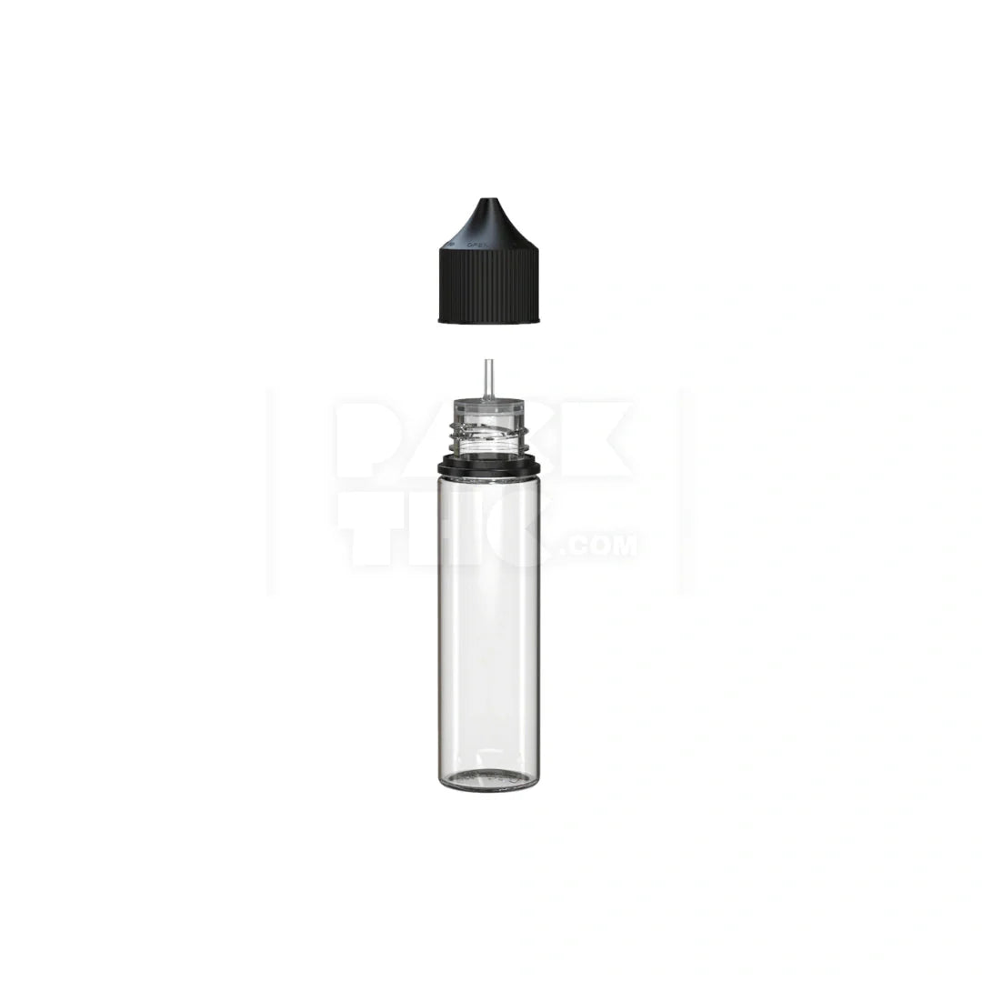 60ml v3 pet unicorn bottle cr clear natural black cap 500 count