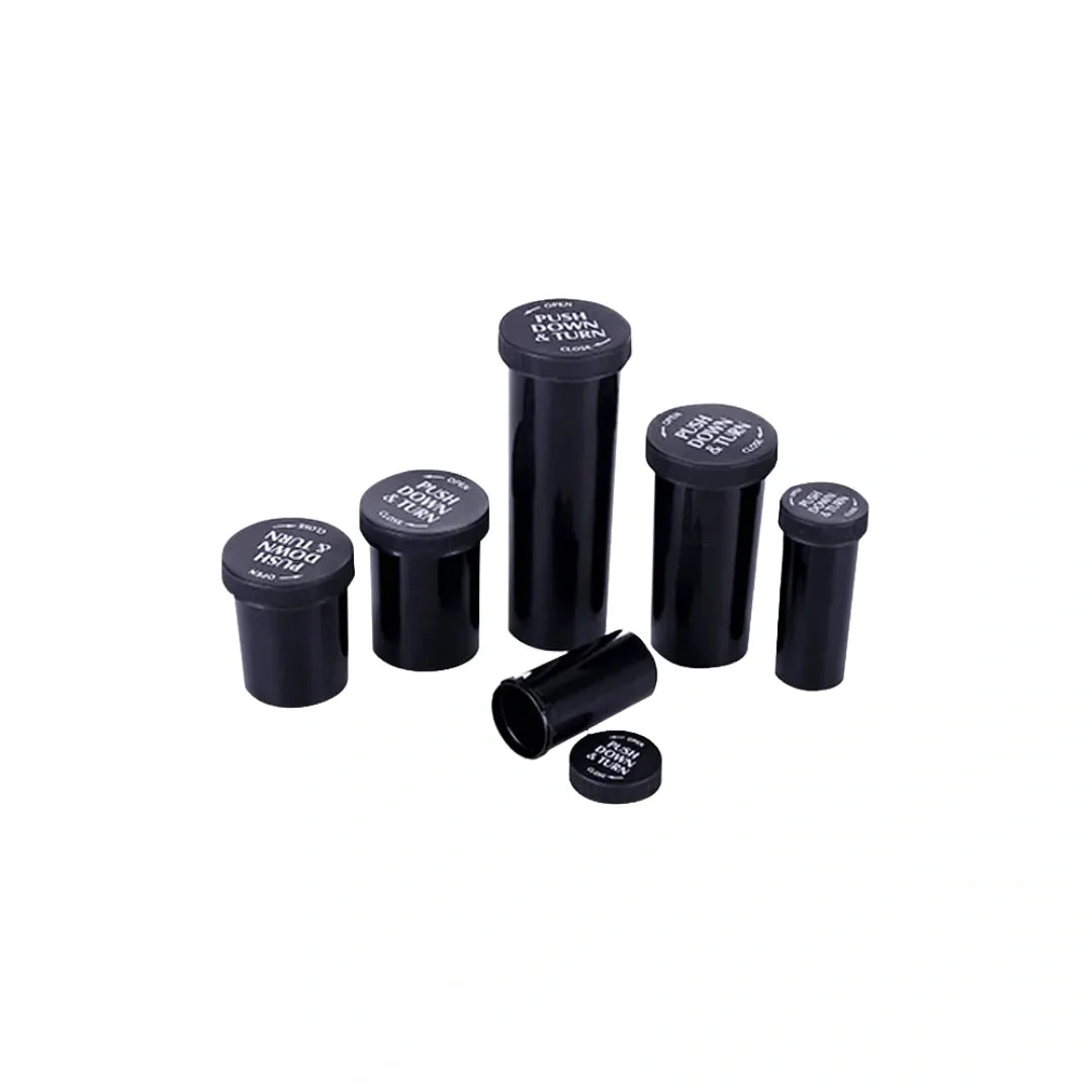 60 dram push turn reverse cap bottles black