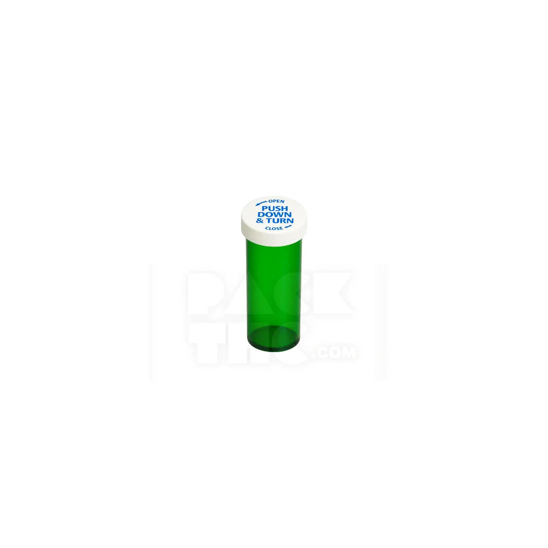6 dram push turn cr bottles green