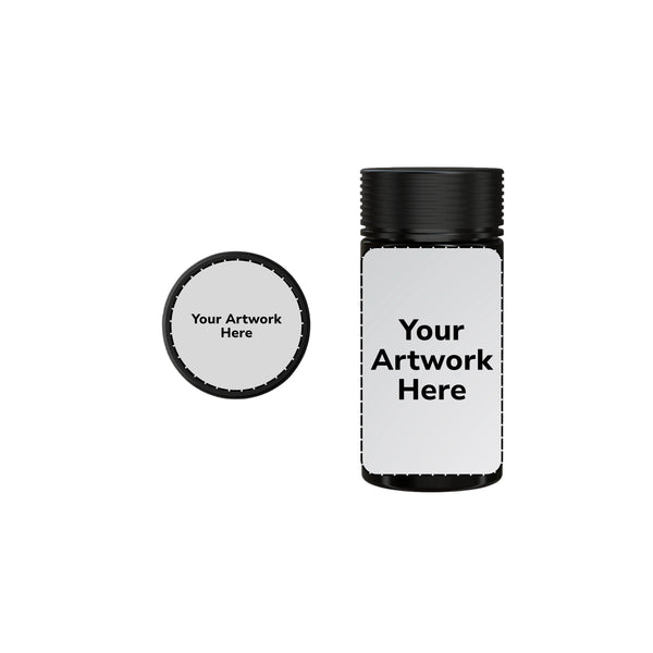 Chubby Gorilla 6oz Spiral CR Plastic Jar Containers With Application – Opaque Black with Black Cap