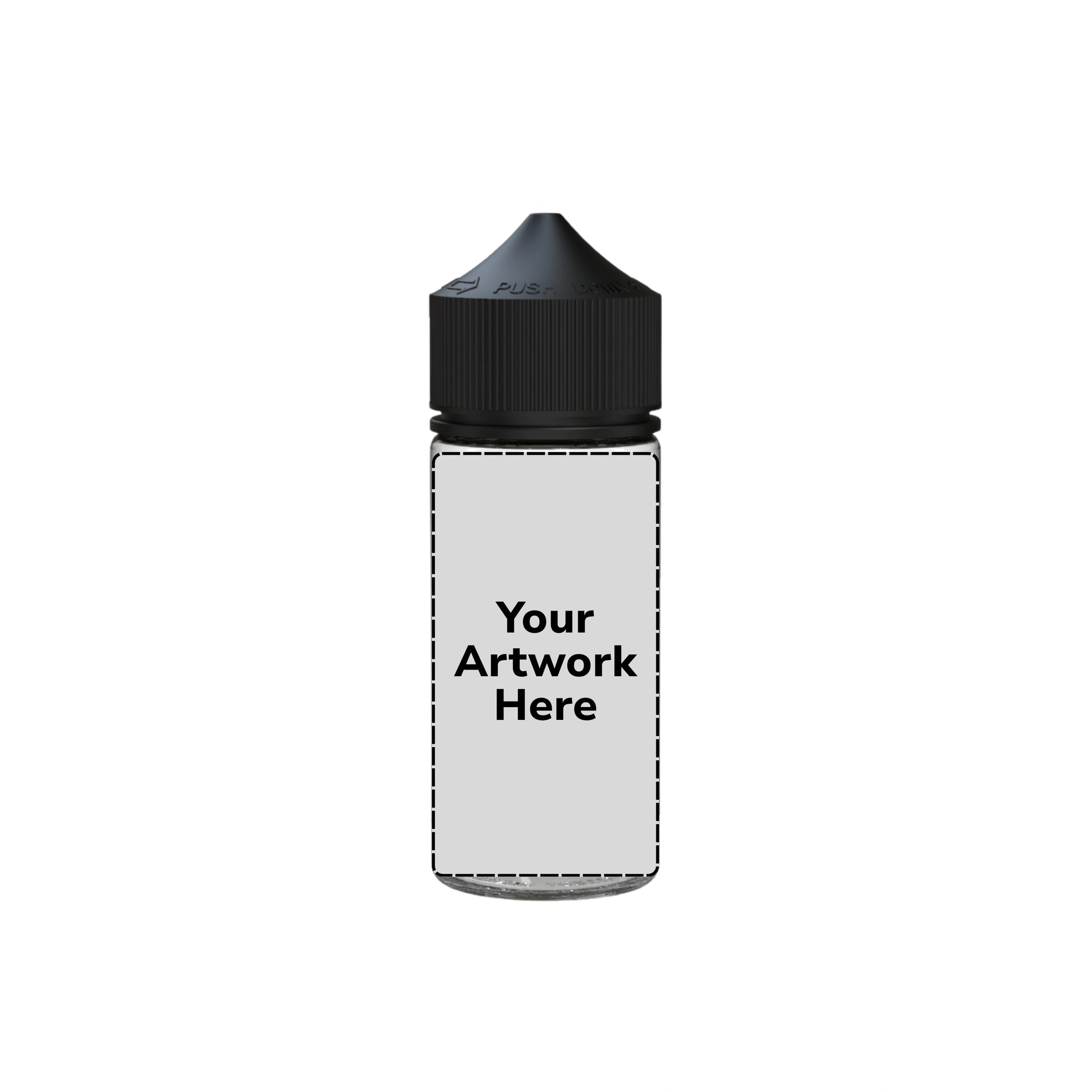 75ml mini unicorn bottle clear black cap