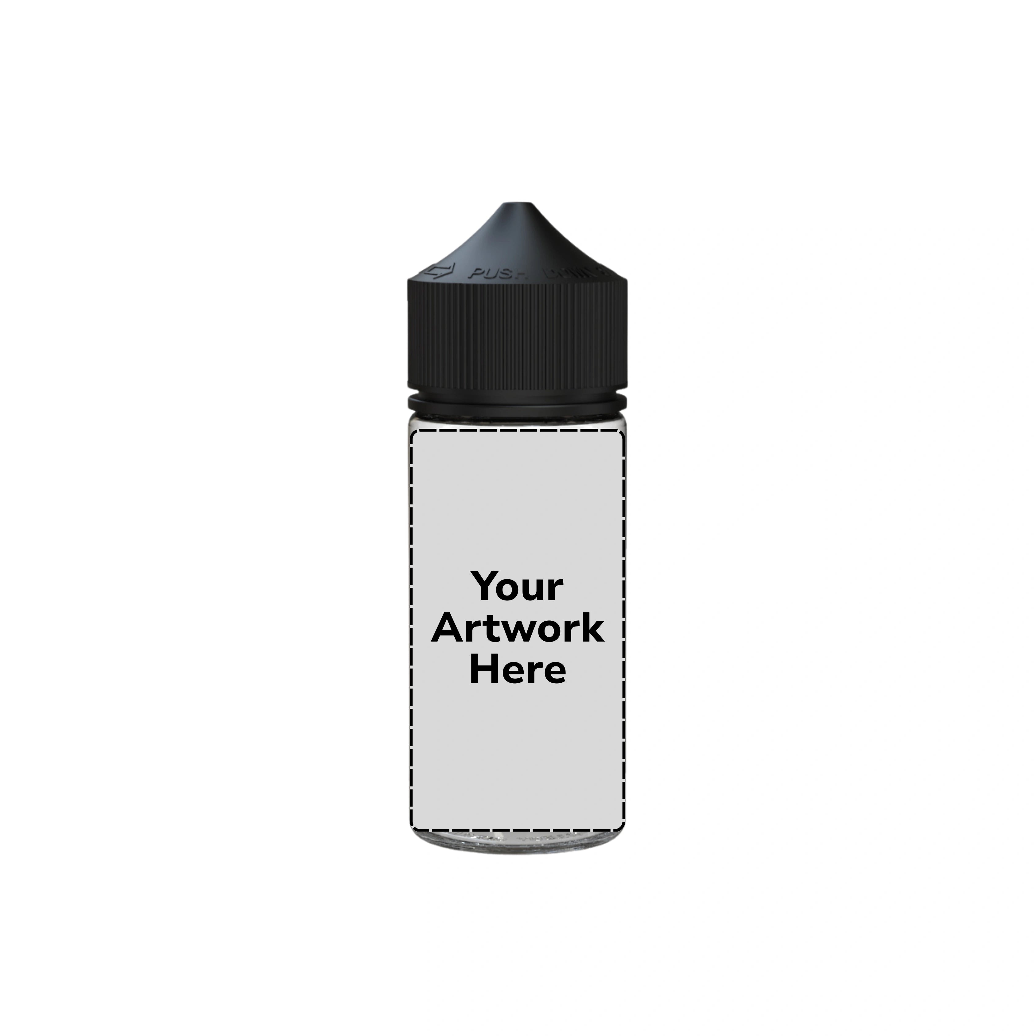 75ml mini unicorn bottle clear black cap