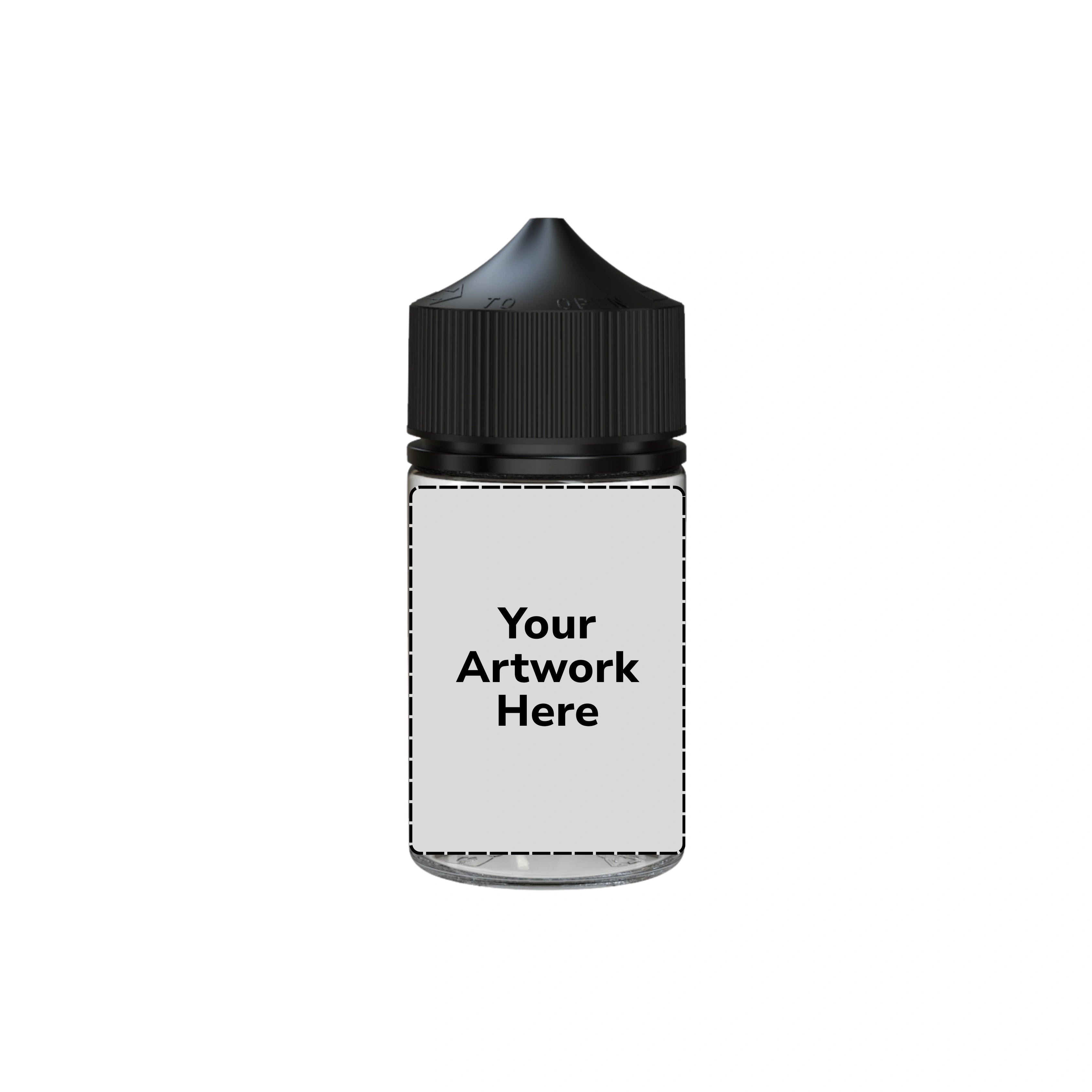 75ml stubby unicorn bottle clear black cap