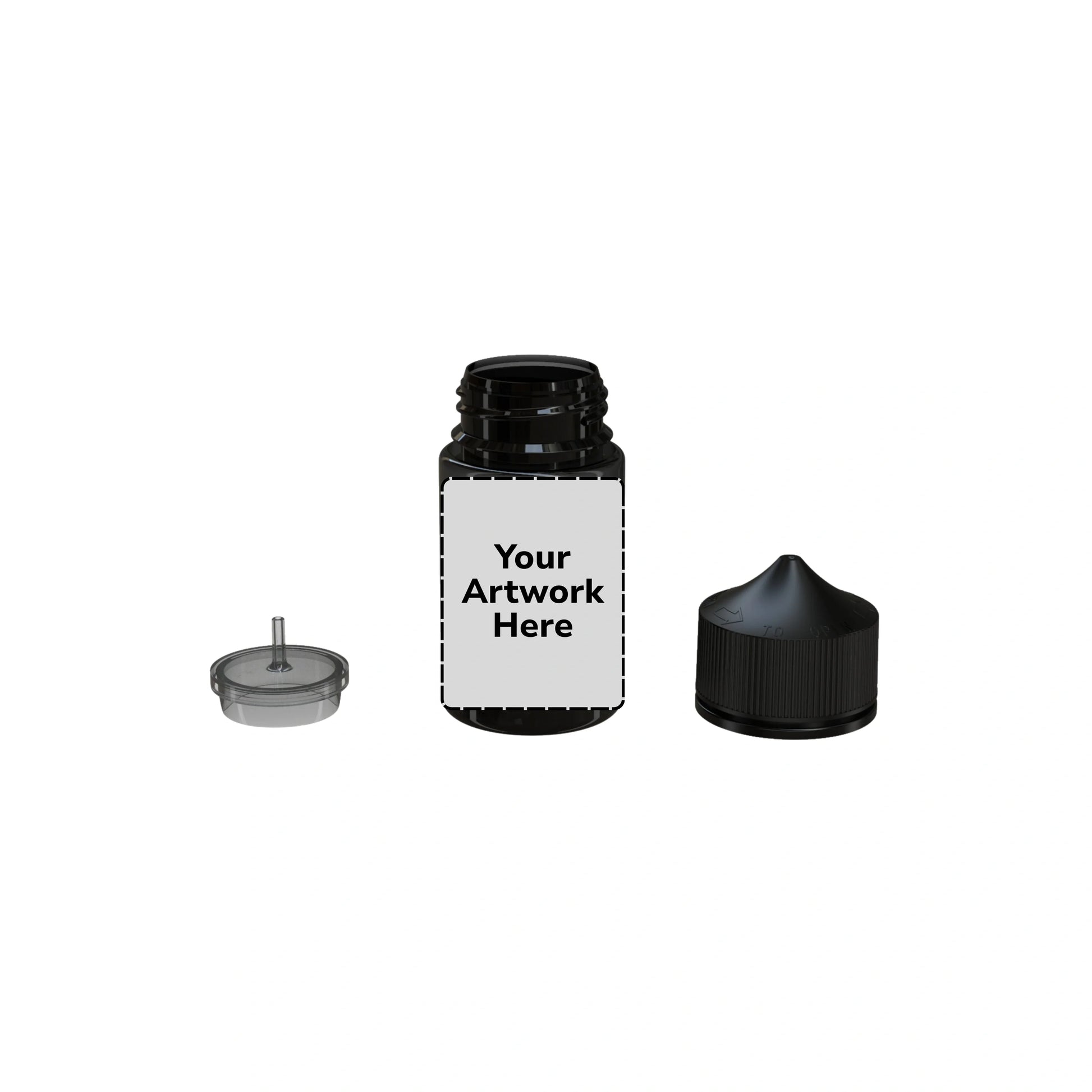 75ml stubby unicorn bottle translucent black