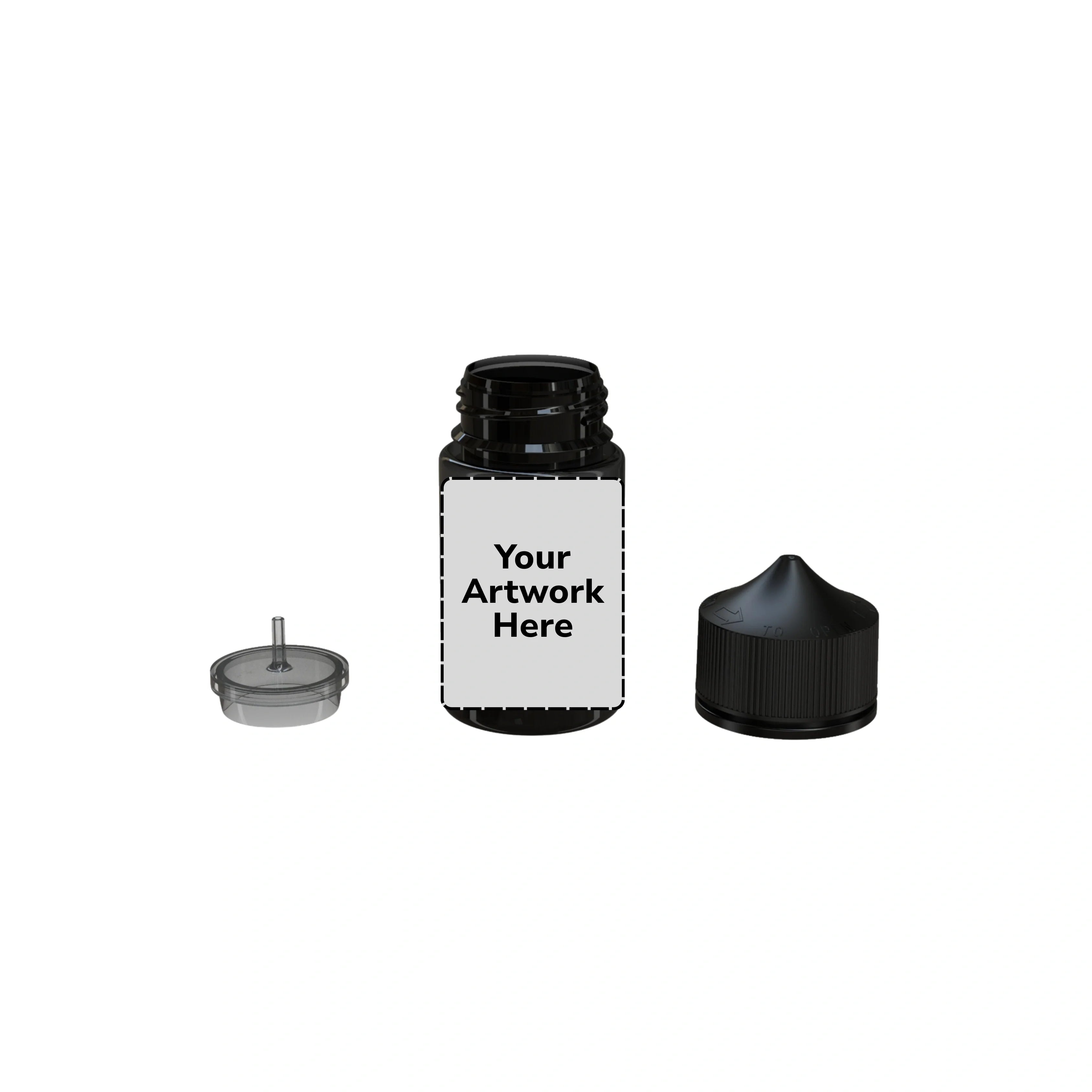 75ml stubby unicorn bottle translucent black