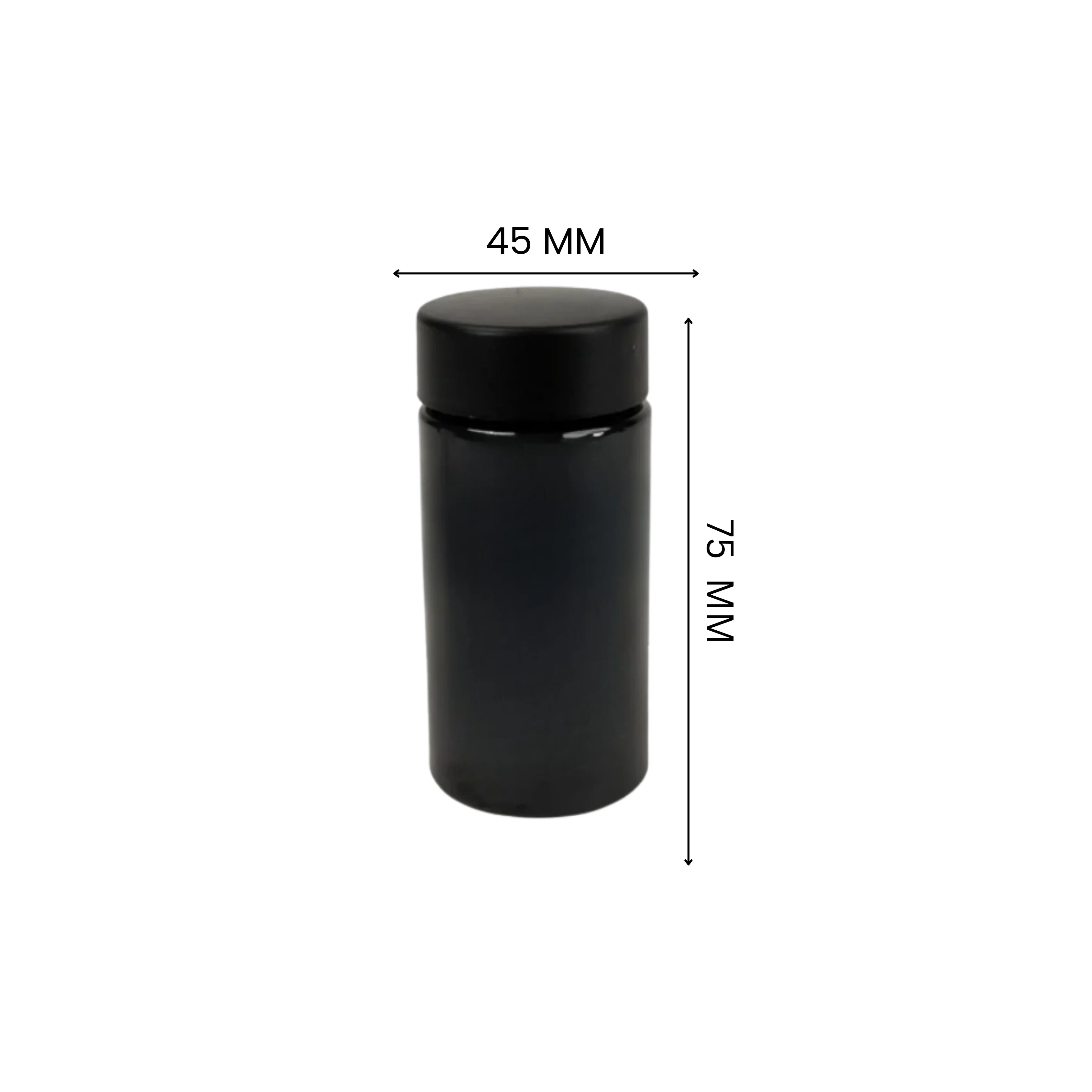 75mm Multi Pack Preroll PET Jar - Black With Black Lid - (100 Count)