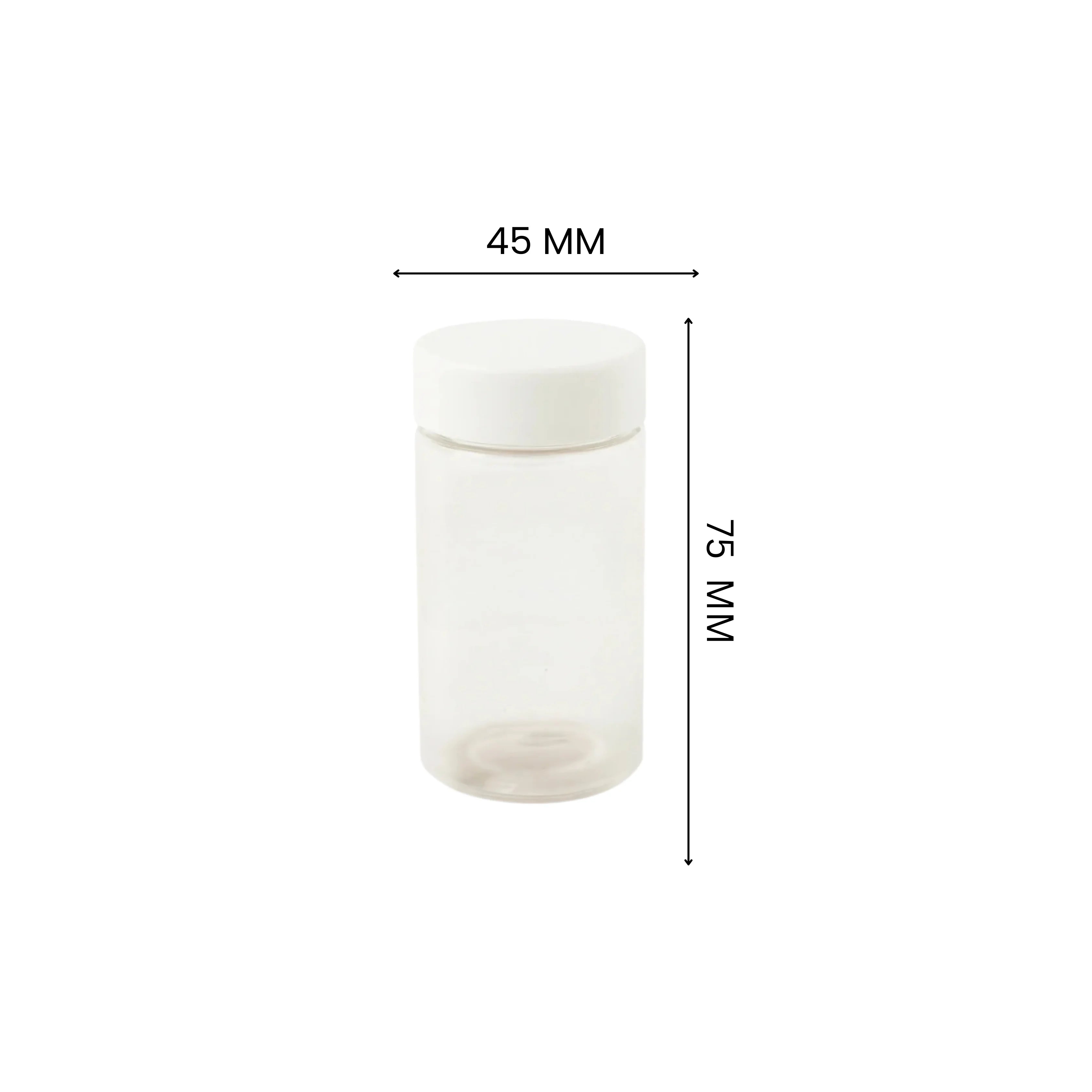 75mm Multi Pack Preroll PET Jar - Clear With White Lid - (100 Count)