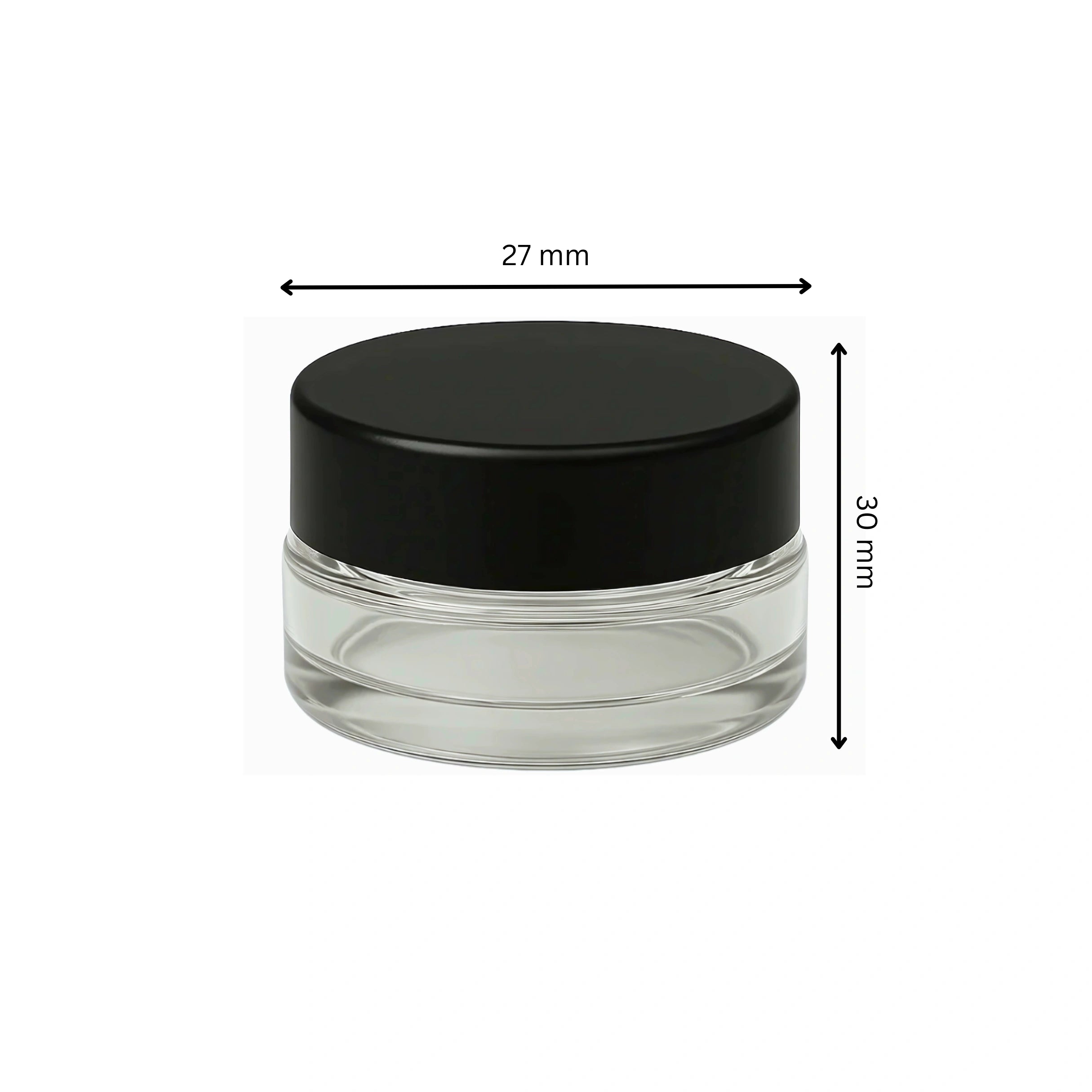 7ml CR Glass Round Concentrate Container - Black Lid - (450 Count)