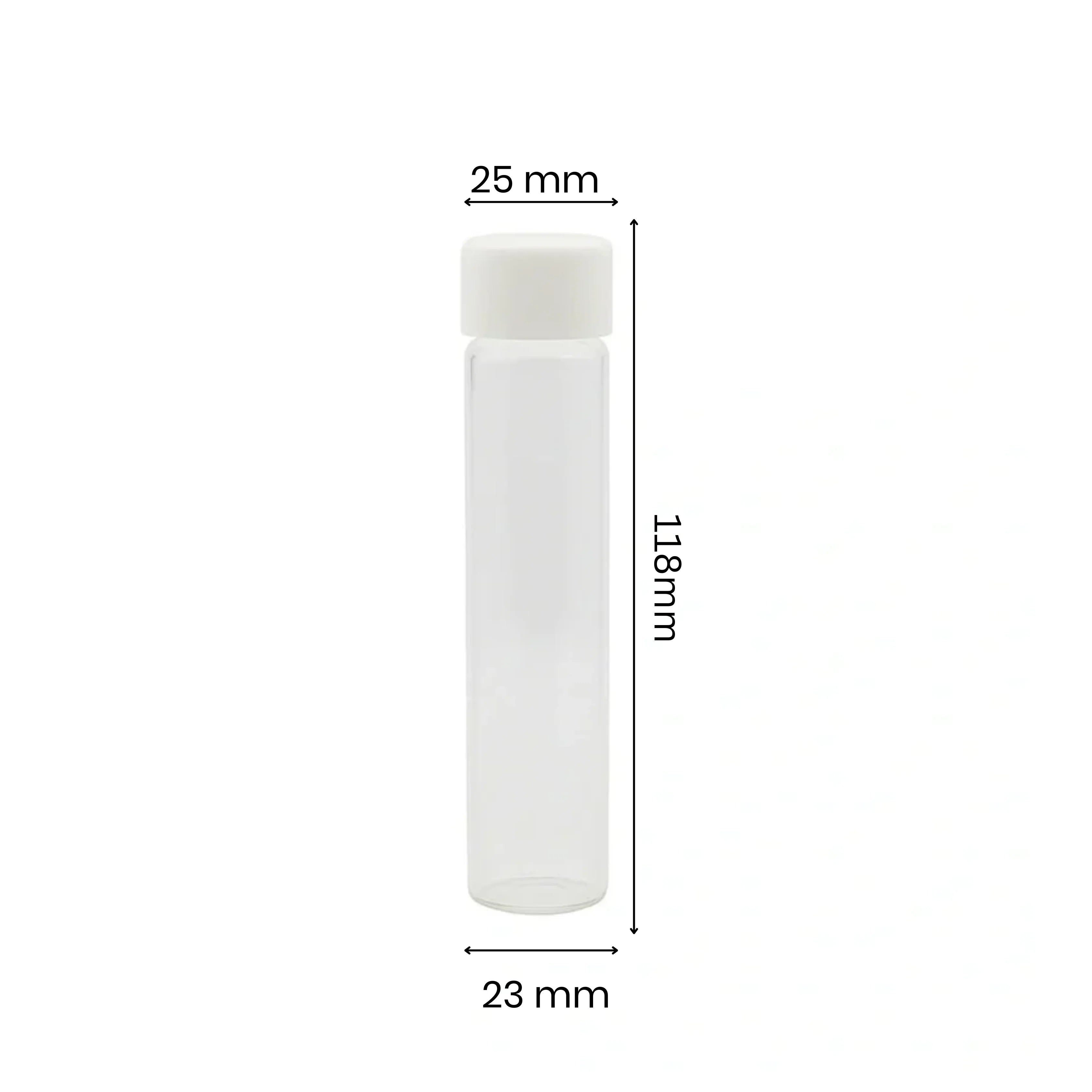 116mm Glass Blunt Tube - White Lid - (500 Count)
