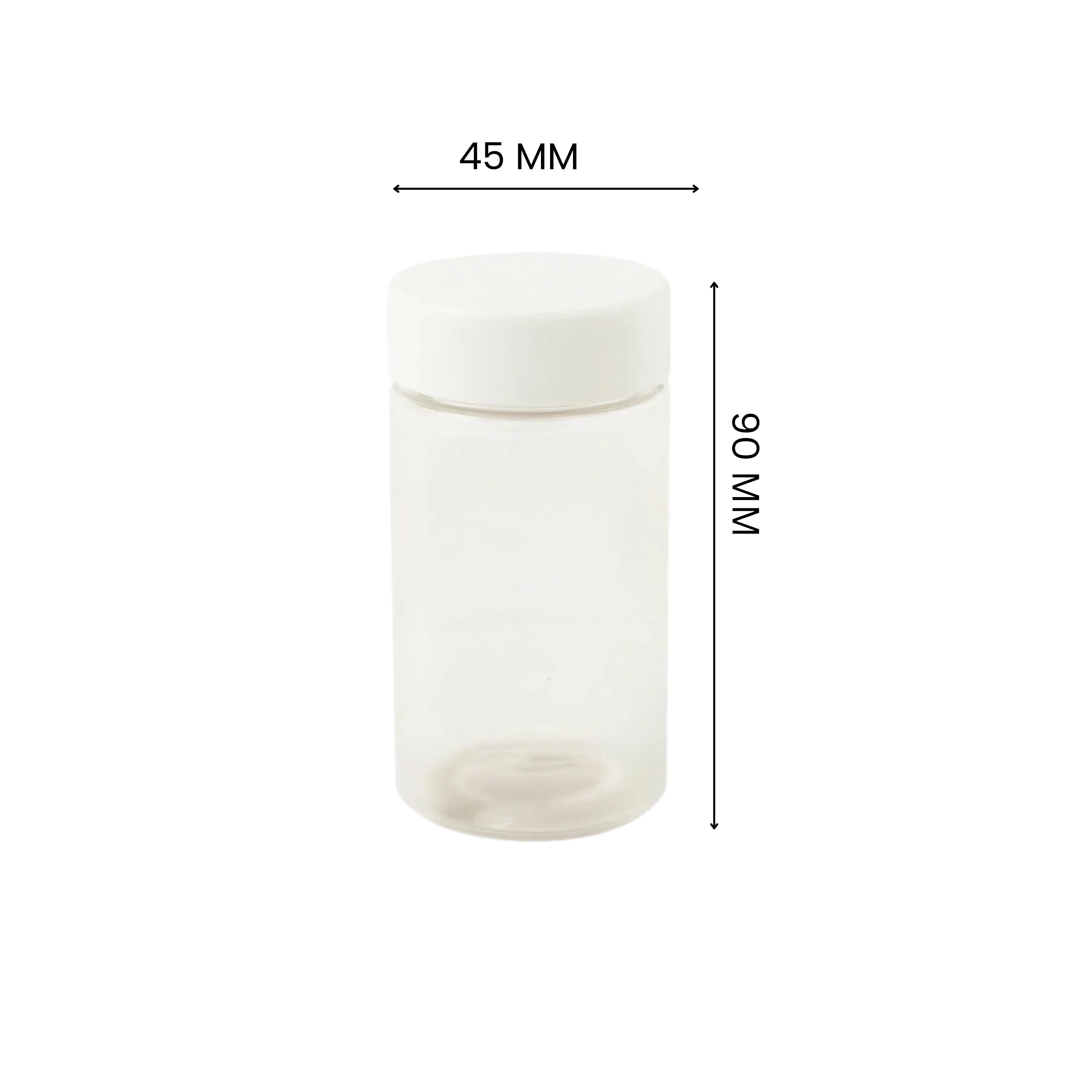 90mm Multi Pack Preroll PET Jar - Clear With White Lid - (100 Count)