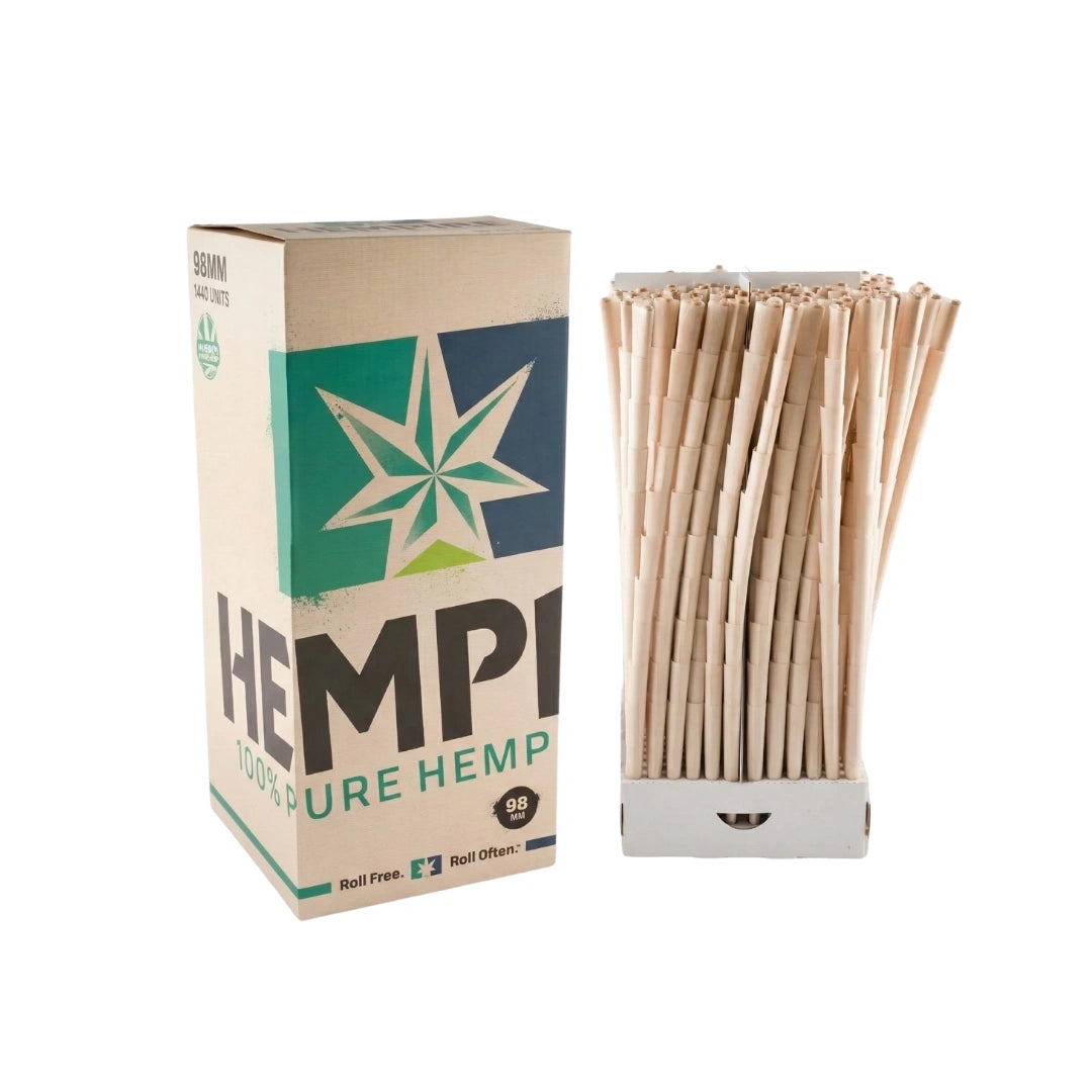 98mm White Hempire Paper Cones | Pre-Rolled – Bulk Case (1440 Count)