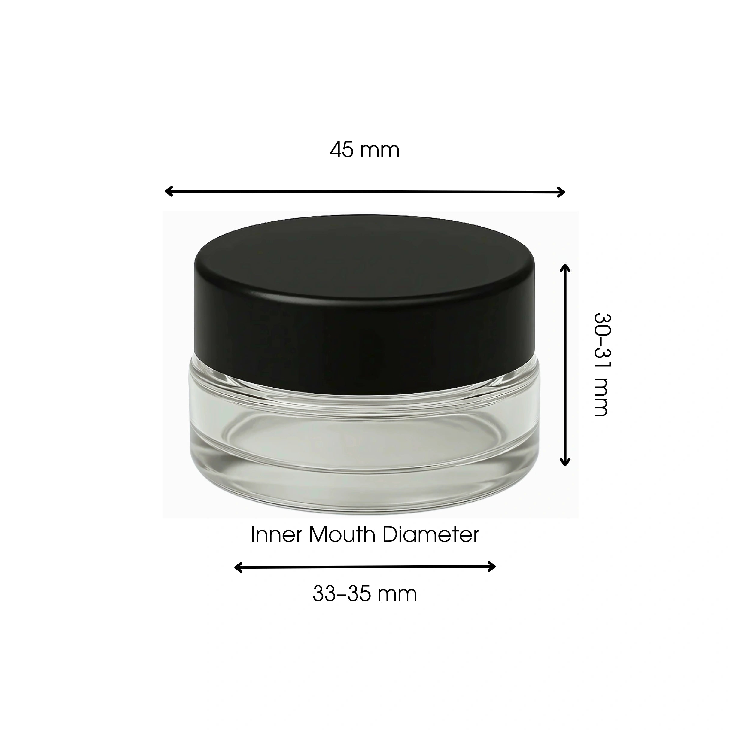 9ml CR Glass Round Concentrate Container - Black Lid - (200 Count)