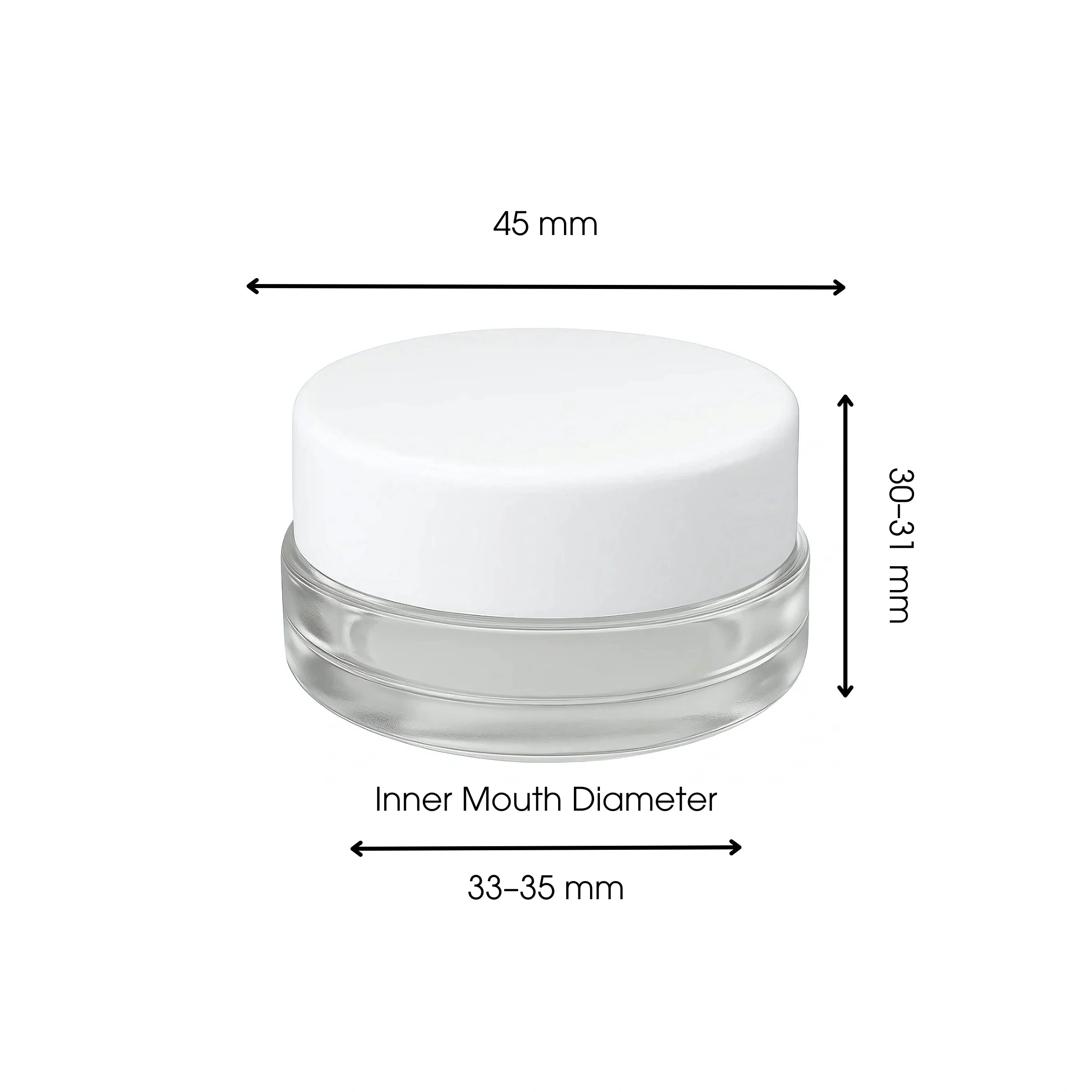 9ml CR Glass Round Concentrate Container - White Lid - (200 Count)