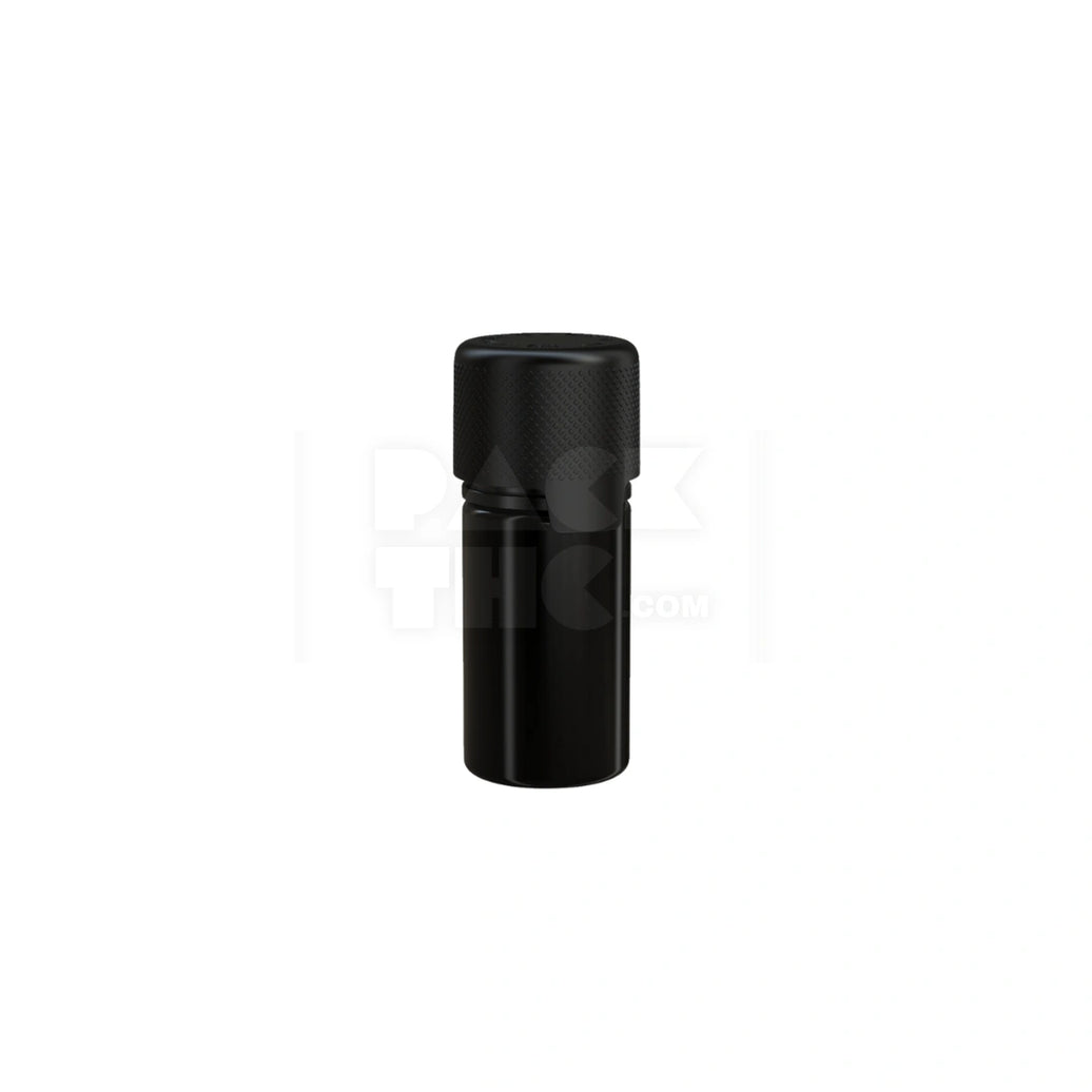30ML STUBBY AVIATOR CR BOTTLE WITH FRICTION FIT CLOSURE & TAMPER EVIDENT BREAK-OFF BAND (OPAQUE BLACK BOTTLE WITH OPAQUE BLACK CLOSURE) - (1000 count)