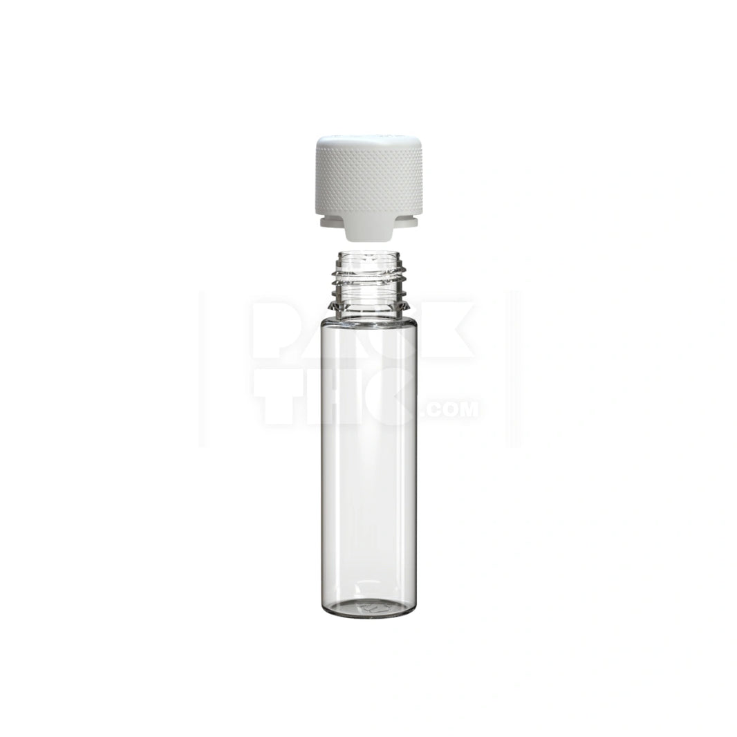 image 60ML AVIATOR CR BOTTLE WITH FRICTION FIT CLOSURE & TAMPER EVIDENT BREAK-OFF BAND (CLEAR NATURAL BOTTLE WITH OPAQUE WHITE CLOSURE) - (500 count)