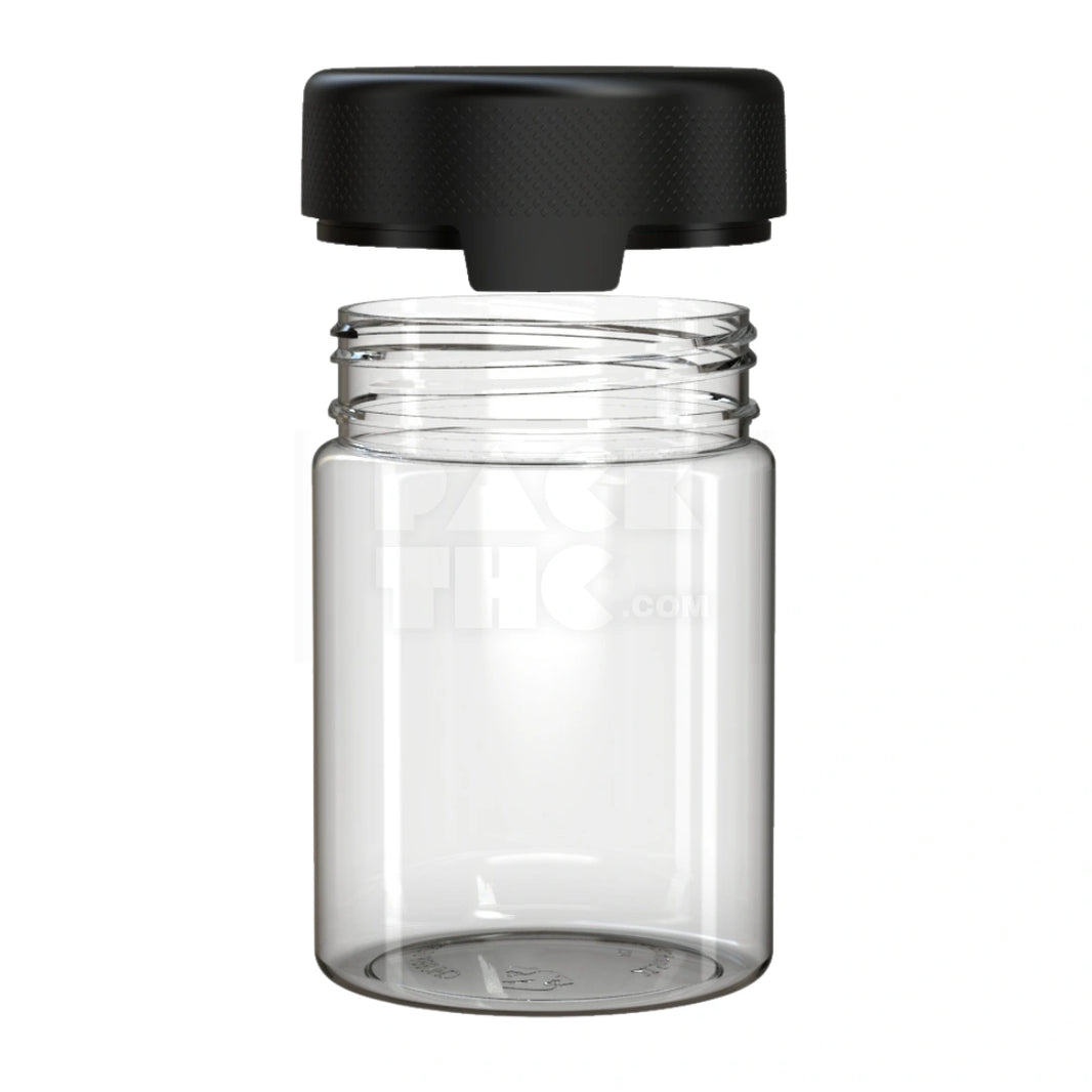 image 21.5OZ (625CC) AVIATOR CR XL CONTAINER WITH INTEGRATED LINER & TAMPER EVIDENT BREAK-OFF BAND (CLEAR NATURAL CONTAINER WITH OPAQUE BLACK CLOSURE) - (40 count)