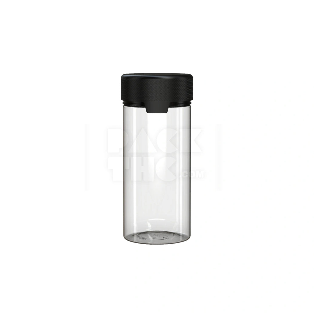 8OZ (240CC) AVIATOR CR CONTAINER WITH INTEGRATED LINER & TAMPER EVIDENT BREAK-OFF BAND (CLEAR NATURAL CONTAINER WITH OPAQUE BLACK CLOSURE) - (200 count)