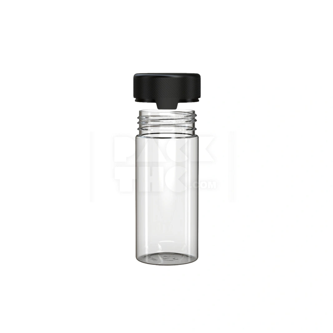 image 8OZ (240CC) AVIATOR CR CONTAINER WITH INTEGRATED LINER & TAMPER EVIDENT BREAK-OFF BAND (CLEAR NATURAL CONTAINER WITH OPAQUE BLACK CLOSURE) - (200 count)