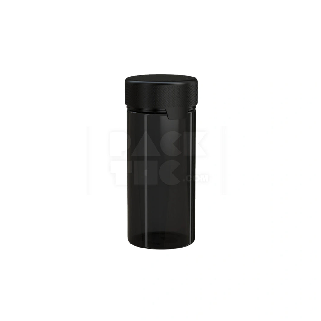 8OZ (240CC) AVIATOR CR CONTAINER WITH INTEGRATED LINER & TAMPER EVIDENT BREAK-OFF BAND (TRANSLUCENT BLACK CONTAINER WITH OPAQUE BLACK CLOSURE) - (200 count)