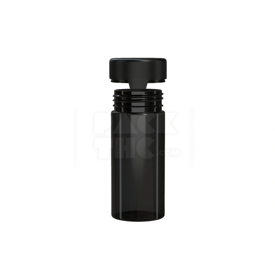 image 8OZ (240CC) AVIATOR CR CONTAINER WITH INTEGRATED LINER & TAMPER EVIDENT BREAK-OFF BAND (TRANSLUCENT BLACK CONTAINER WITH OPAQUE BLACK CLOSURE) - (200 count)