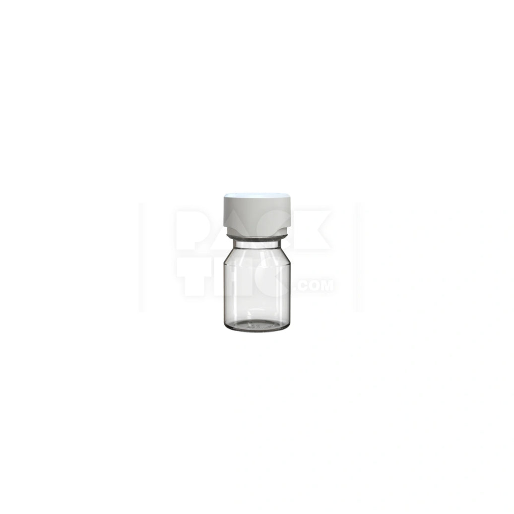 30ML STUBBY AVIATOR CR SHOT BOTTLE WITH FRICTION FIT CLOSURE & TAMPER BREAK-OFF BAND (CLEAR NATURAL BOTTLE WITH OPAQUE WHITE CLOSURE) - (800 count)