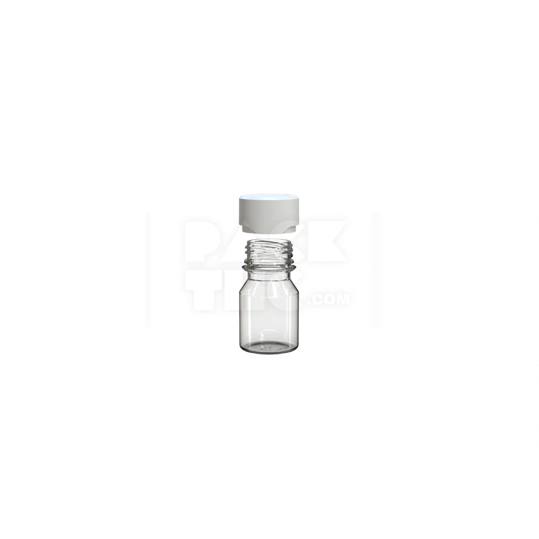 image 30ML STUBBY AVIATOR CR SHOT BOTTLE WITH FRICTION FIT CLOSURE & TAMPER BREAK-OFF BAND (CLEAR NATURAL BOTTLE WITH OPAQUE WHITE CLOSURE) - (800 count)
