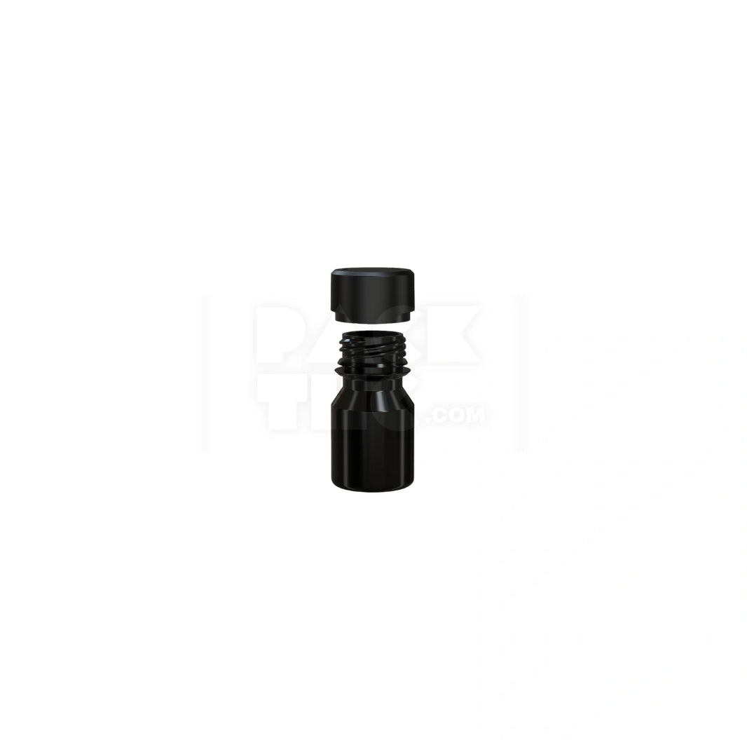 image 30ML STUBBY AVIATOR CR SHOT BOTTLE WITH FRICTION FIT CLOSURE & TAMPER BREAK-OFF BAND (OPAQUE BLACK BOTTLE WITH OPAQUE BLACK CLOSURE) - (800 count)
