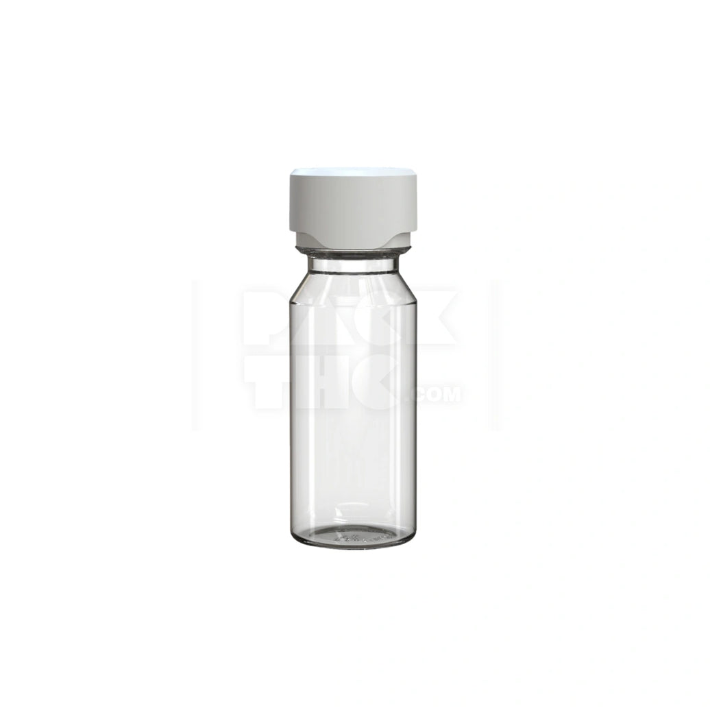 60ML AVIATOR CR SHOT BOTTLE WITH FRICTION FIT CLOSURE & TAMPER BREAK-OFF BAND (CLEAR NATURAL BOTTLE WITH OPAQUE WHITE CLOSURE) - (500 count)