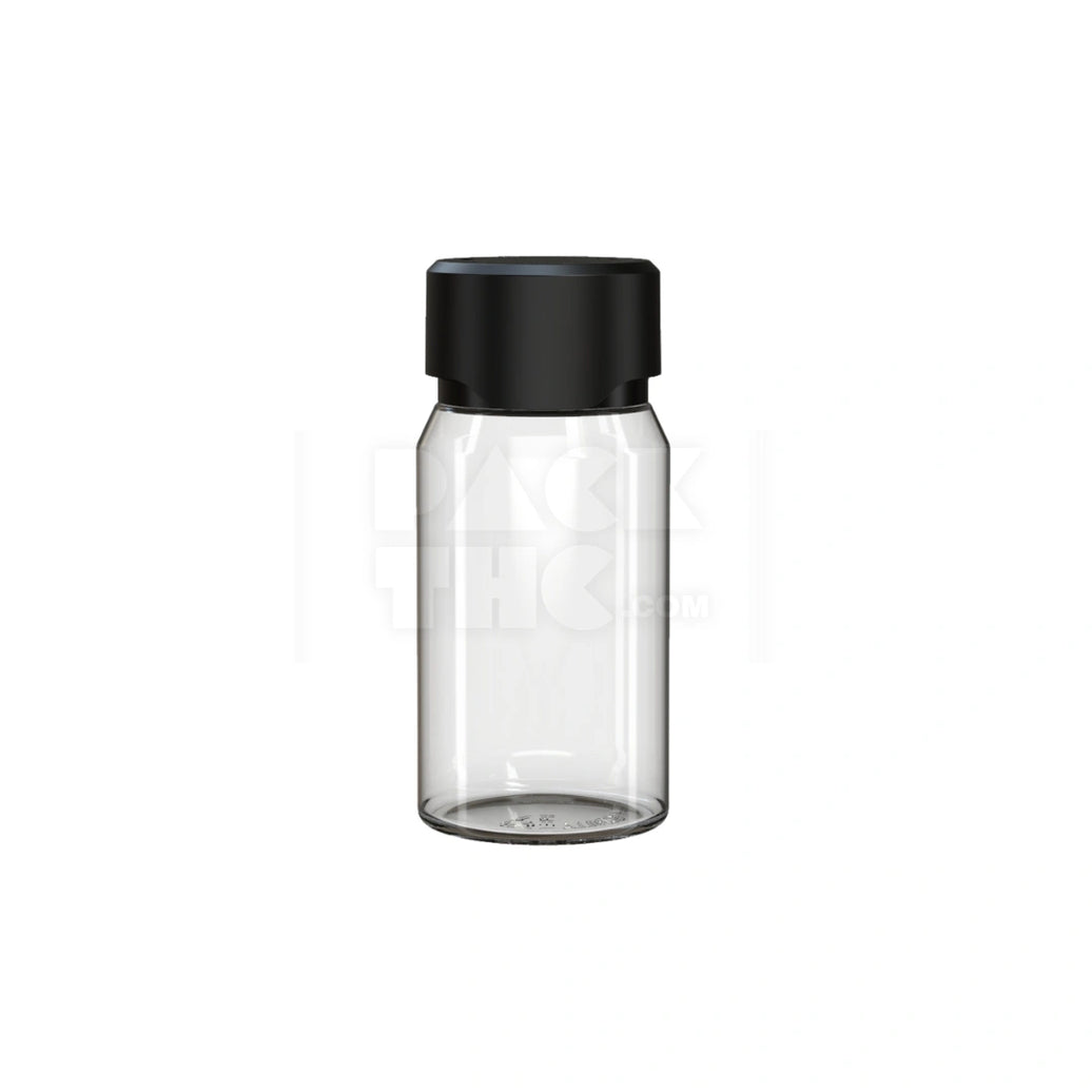 60ML MINI AVIATOR CR SHOT BOTTLE WITH FRICTION FIT CLOSURE & TAMPER BREAK-OFF BAND (CLEAR NATURAL BOTTLE WITH OPAQUE BLACK CLOSURE) - (500 count)