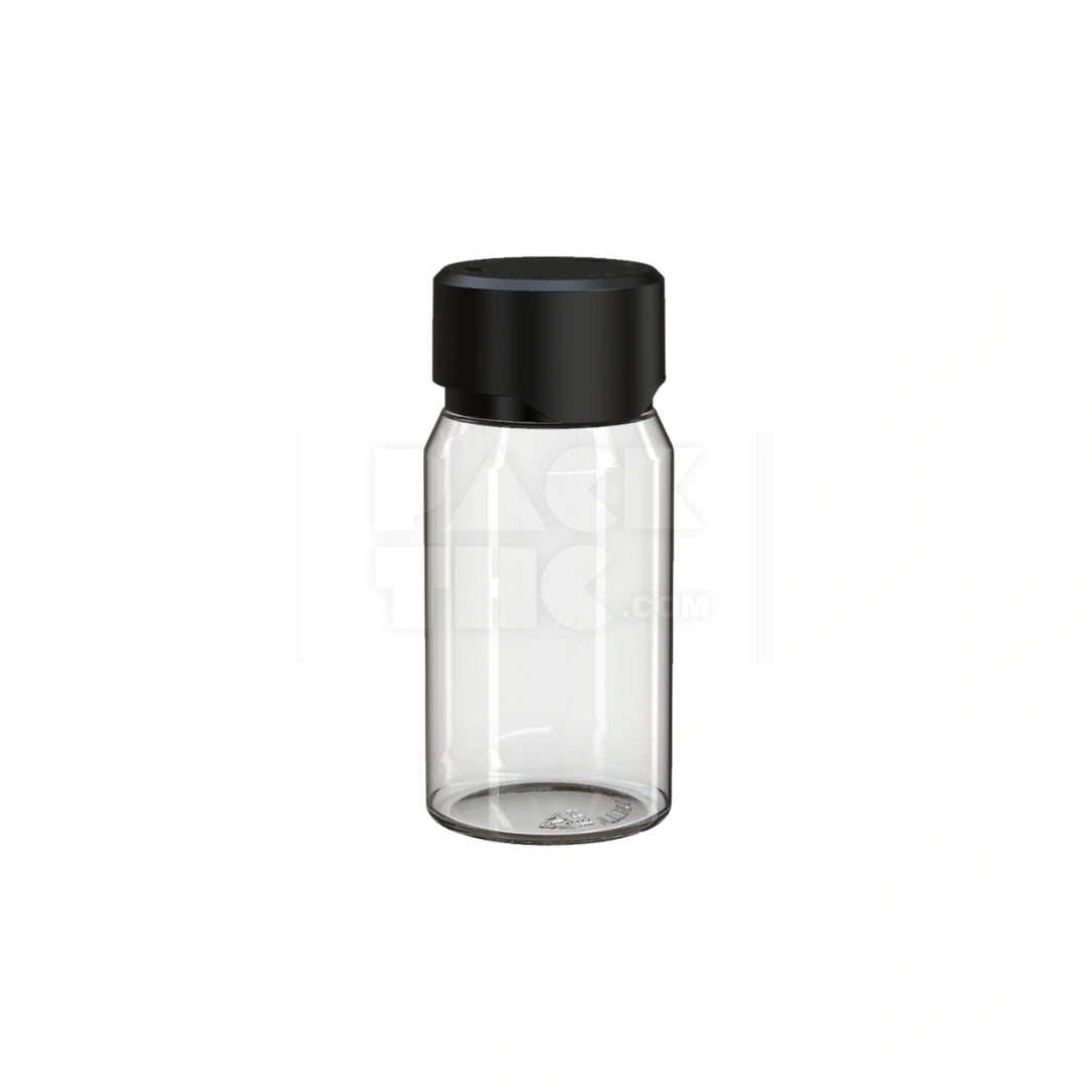 image 60ML MINI AVIATOR CR SHOT BOTTLE WITH FRICTION FIT CLOSURE & TAMPER BREAK-OFF BAND (CLEAR NATURAL BOTTLE WITH OPAQUE BLACK CLOSURE) - (500 count)
