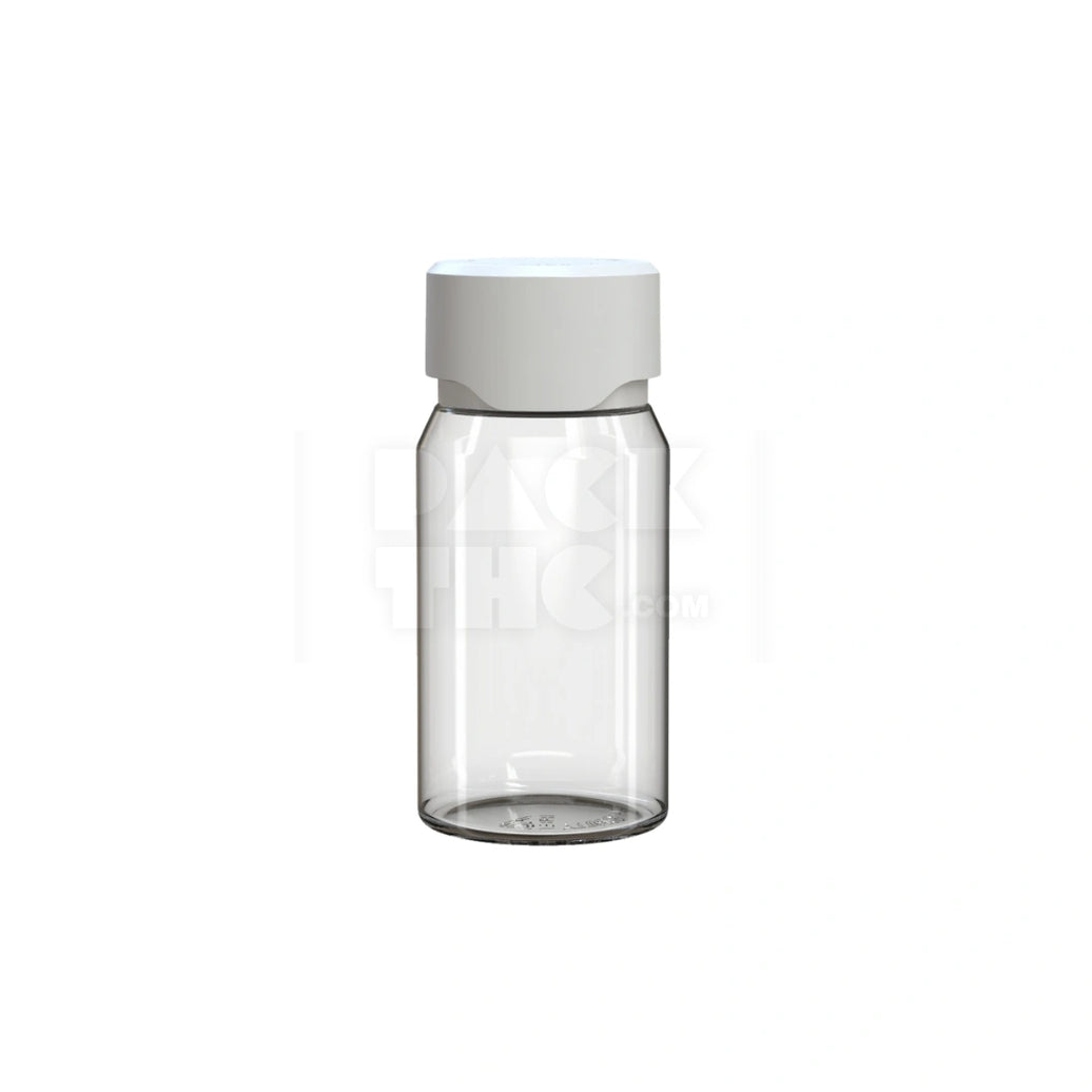60ML MINI AVIATOR CR SHOT BOTTLE WITH FRICTION FIT CLOSURE & TAMPER BREAK-OFF BAND (CLEAR NATURAL BOTTLE WITH OPAQUE WHITE CLOSURE) - (500 count)