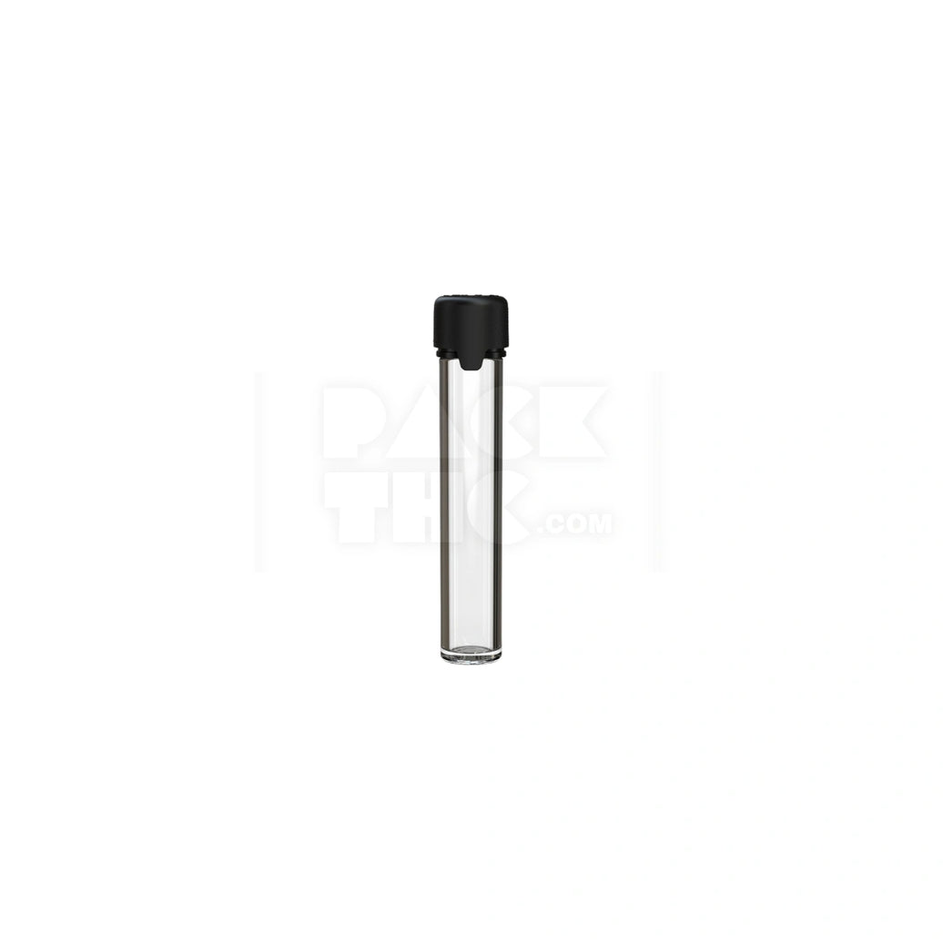 100MM AVIATOR CR TUBE FLAT BOTTOM WITH INTEGRATED LINER & TAMPER EVIDENT BREAK-OFF BAND (CLEAR NATURAL TUBE WITH OPAQUE BLACK CLOSURE) - (500 count)