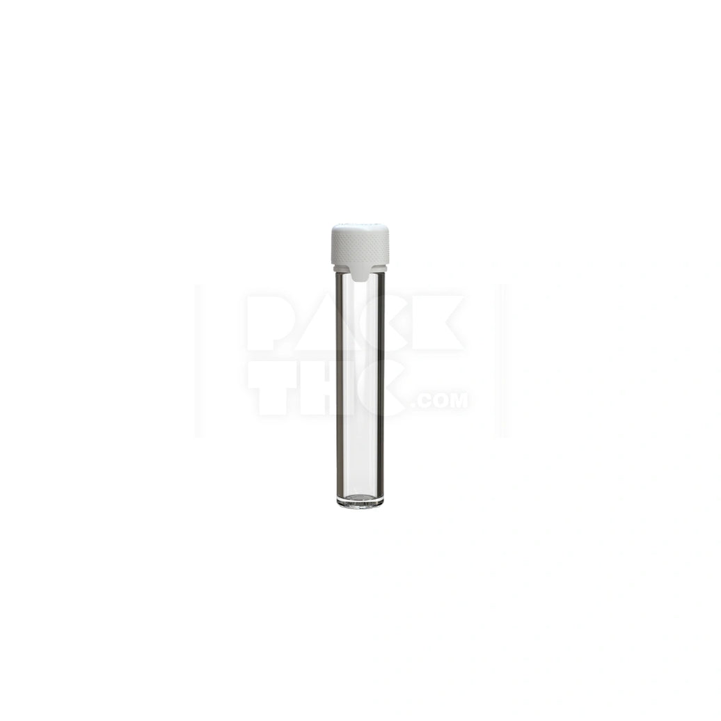 100MM AVIATOR CR TUBE FLAT BOTTOM WITH INTEGRATED LINER & TAMPER EVIDENT BREAK-OFF BAND (CLEAR NATURAL TUBE WITH OPAQUE WHITE CLOSURE) - (500 count)