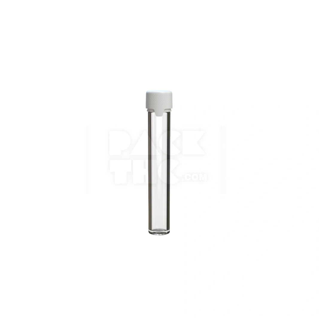 115MM AVIATOR TUBE FLAT BOTTOM WITH INTEGRATED LINER & TAMPER EVIDENT BREAK-OFF BAND (CLEAR NATURAL TUBE WITH OPAQUE WHITE CLOSURE) - (500 count)