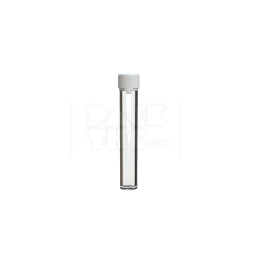 115MM AVIATOR TUBE FLAT BOTTOM WITH INTEGRATED LINER & TAMPER EVIDENT BREAK-OFF BAND (CLEAR NATURAL TUBE WITH OPAQUE WHITE CLOSURE) - (500 count)