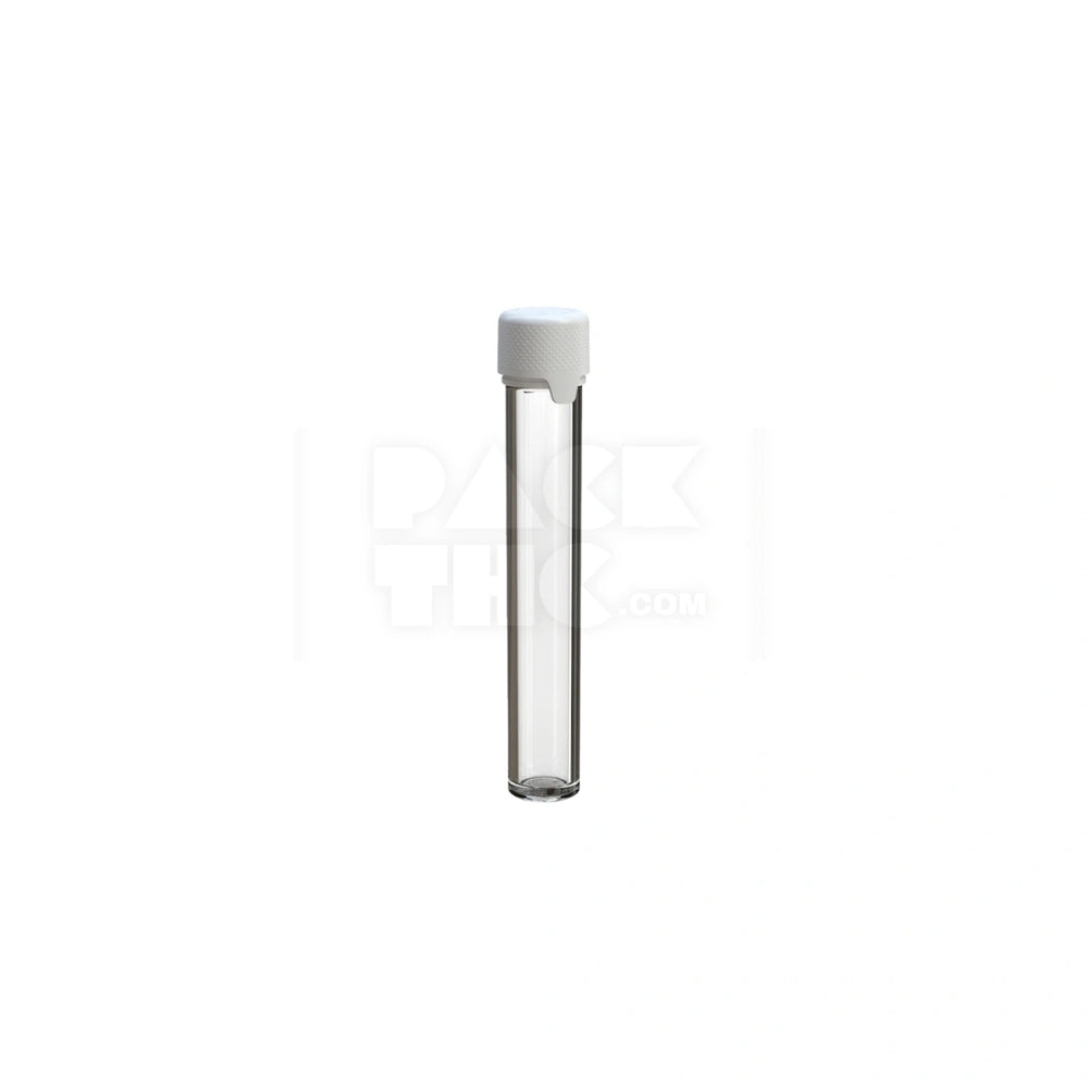115MM AVIATOR TUBE FLAT BOTTOM WITH INTEGRATED LINER & TAMPER EVIDENT BREAK-OFF BAND (CLEAR NATURAL TUBE WITH OPAQUE WHITE CLOSURE) - (500 count)
