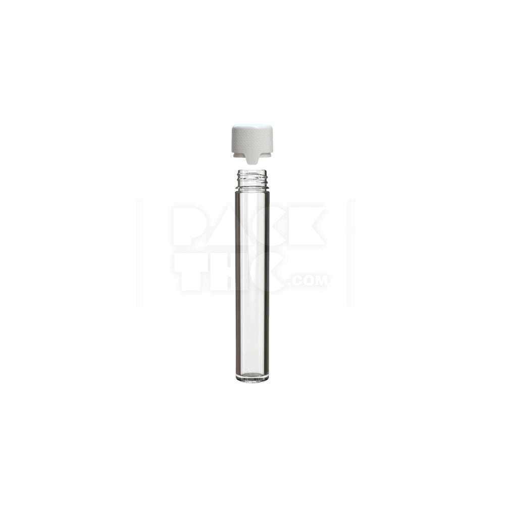 115MM AVIATOR TUBE FLAT BOTTOM WITH INTEGRATED LINER & TAMPER EVIDENT BREAK-OFF BAND (CLEAR NATURAL TUBE WITH OPAQUE WHITE CLOSURE) - (500 count)