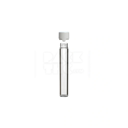 115MM AVIATOR TUBE FLAT BOTTOM WITH INTEGRATED LINER & TAMPER EVIDENT BREAK-OFF BAND (CLEAR NATURAL TUBE WITH OPAQUE WHITE CLOSURE) - (500 count)