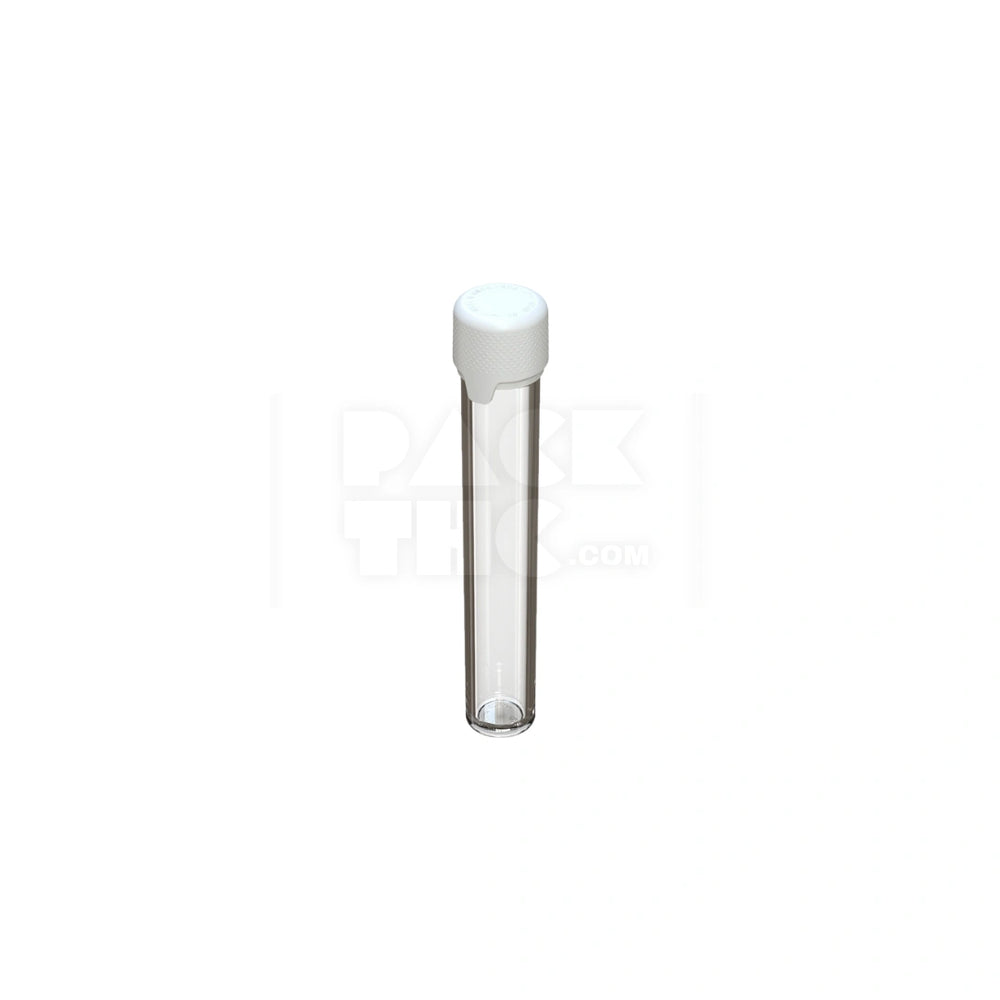 115MM AVIATOR TUBE FLAT BOTTOM WITH INTEGRATED LINER & TAMPER EVIDENT BREAK-OFF BAND (CLEAR NATURAL TUBE WITH OPAQUE WHITE CLOSURE) - (500 count)
