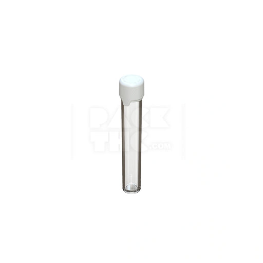 115MM AVIATOR TUBE FLAT BOTTOM WITH INTEGRATED LINER & TAMPER EVIDENT BREAK-OFF BAND (CLEAR NATURAL TUBE WITH OPAQUE WHITE CLOSURE) - (500 count)