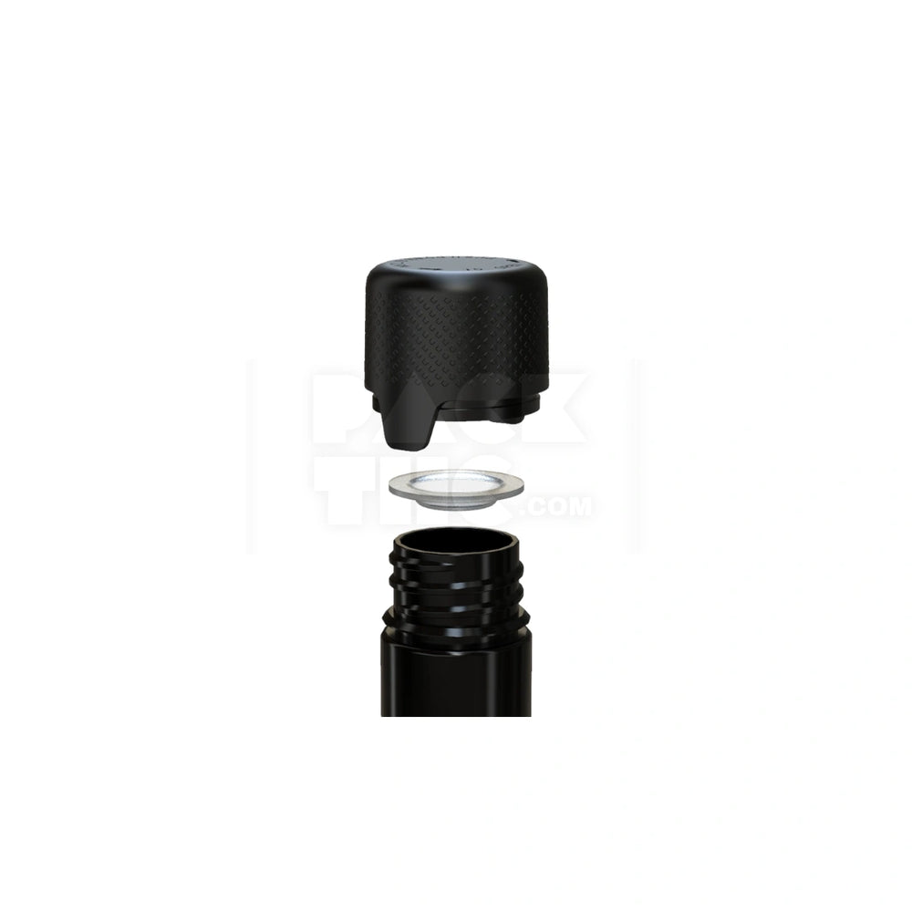 115MM AVIATOR TUBE FLAT BOTTOM WITH INTEGRATED LINER & TAMPER EVIDENT BREAK-OFF BAND (OPAQUE BLACK TUBE WITH OPAQUE BLACK CLOSURE) - (500 count)