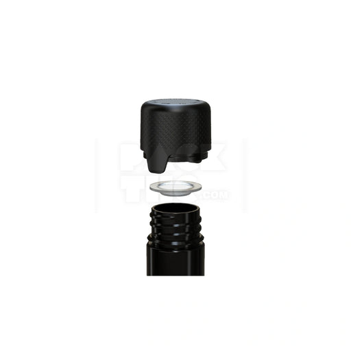 115MM AVIATOR TUBE FLAT BOTTOM WITH INTEGRATED LINER & TAMPER EVIDENT BREAK-OFF BAND (OPAQUE BLACK TUBE WITH OPAQUE BLACK CLOSURE) - (500 count)