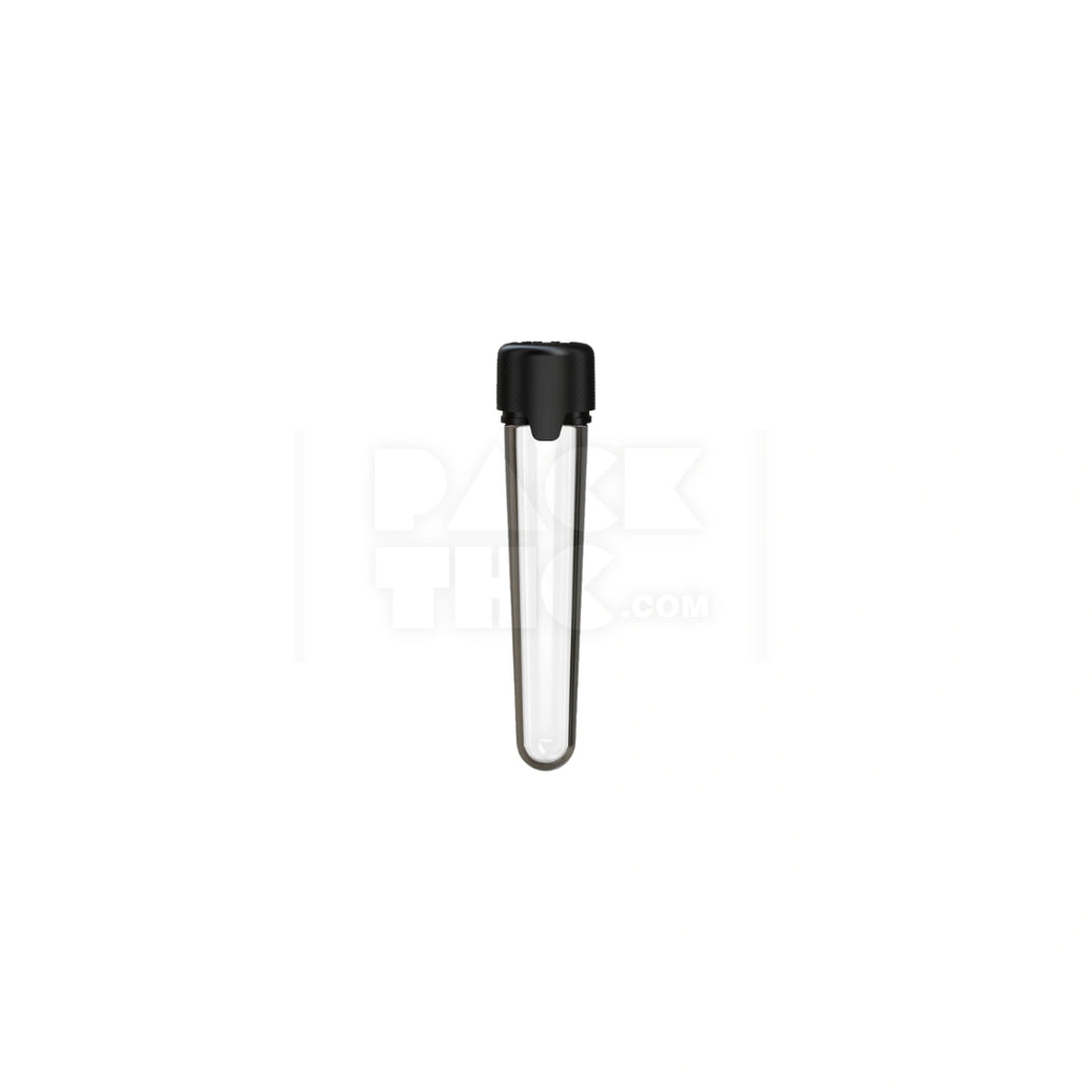 100MM AVIATOR CR TUBE WITH INTEGRATED LINER & TAMPER EVIDENT BREAK-OFF BAND (CLEAR NATURAL TUBE WITH OPAQUE BLACK CLOSURE) - (500 count)