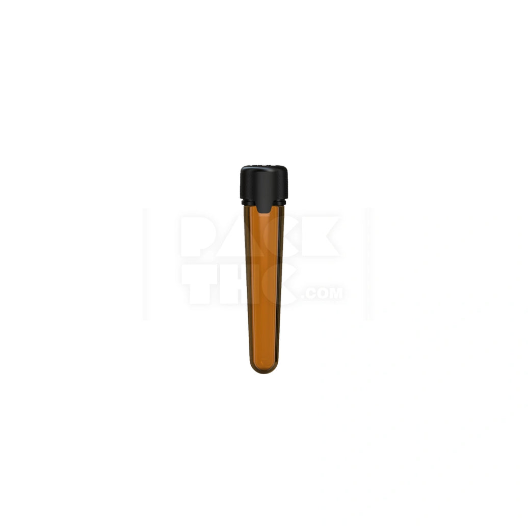 100MM AVIATOR CR TUBE WITH INTEGRATED LINER & TAMPER EVIDENT BREAK-OFF BAND (TRANSLUCENT AMBER TUBE WITH OPAQUE BLACK CLOSURE) - (500 count)