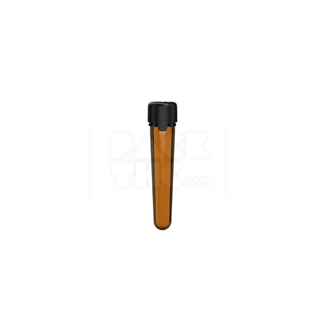 100MM AVIATOR CR TUBE WITH INTEGRATED LINER & TAMPER EVIDENT BREAK-OFF BAND (TRANSLUCENT AMBER TUBE WITH OPAQUE BLACK CLOSURE) - (500 count)